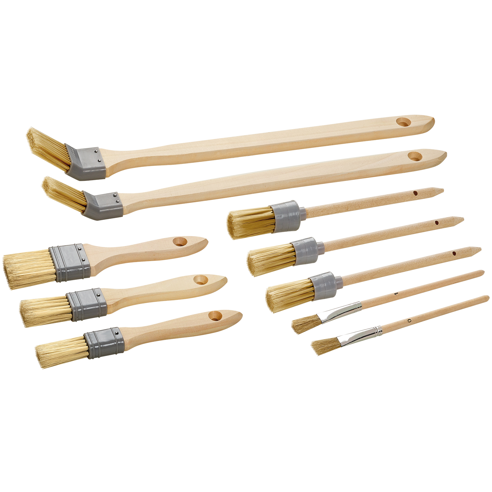 10-teiliges Pinsel-Set - Holzstiel - Kunstborsten