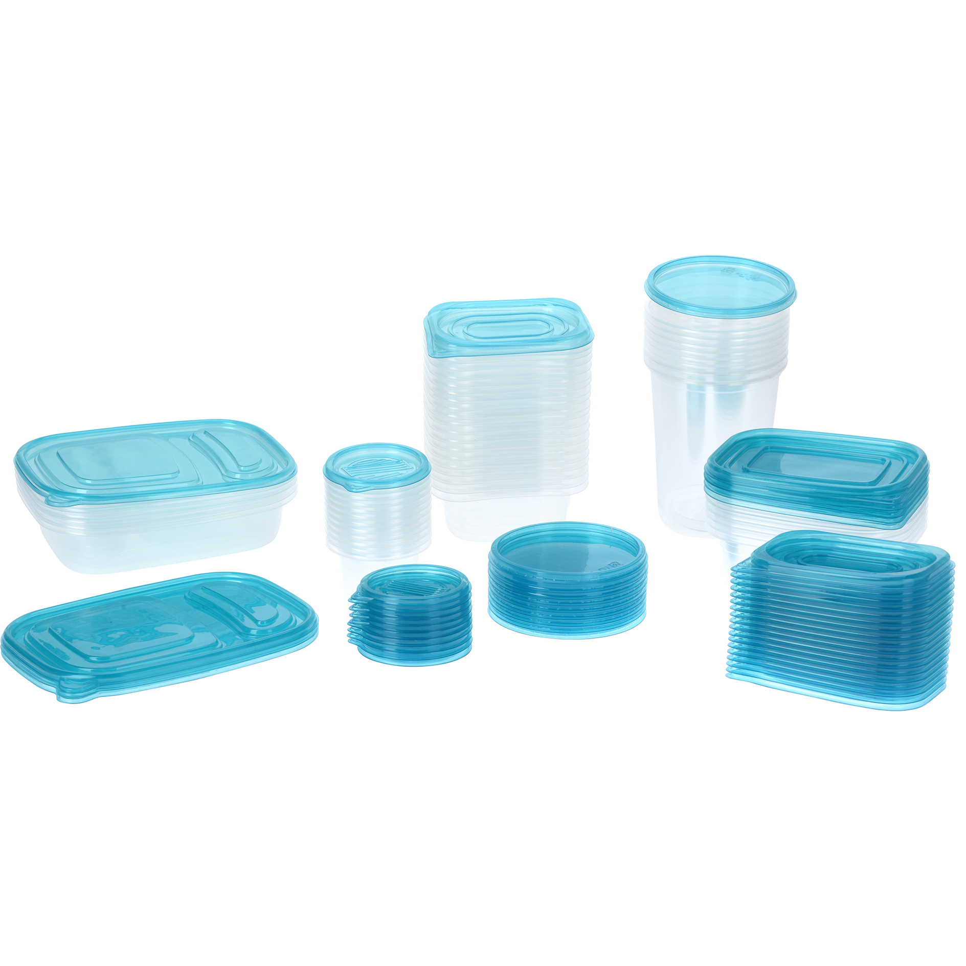100-teiliges Vorratsdosen-Set - transparent-türkis