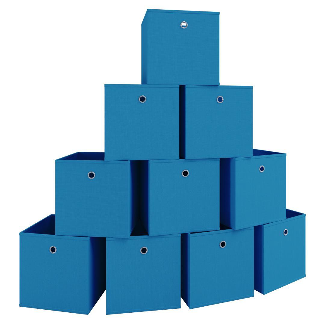 10er-Set Faltboxen BOXAS - blau - quadratisch