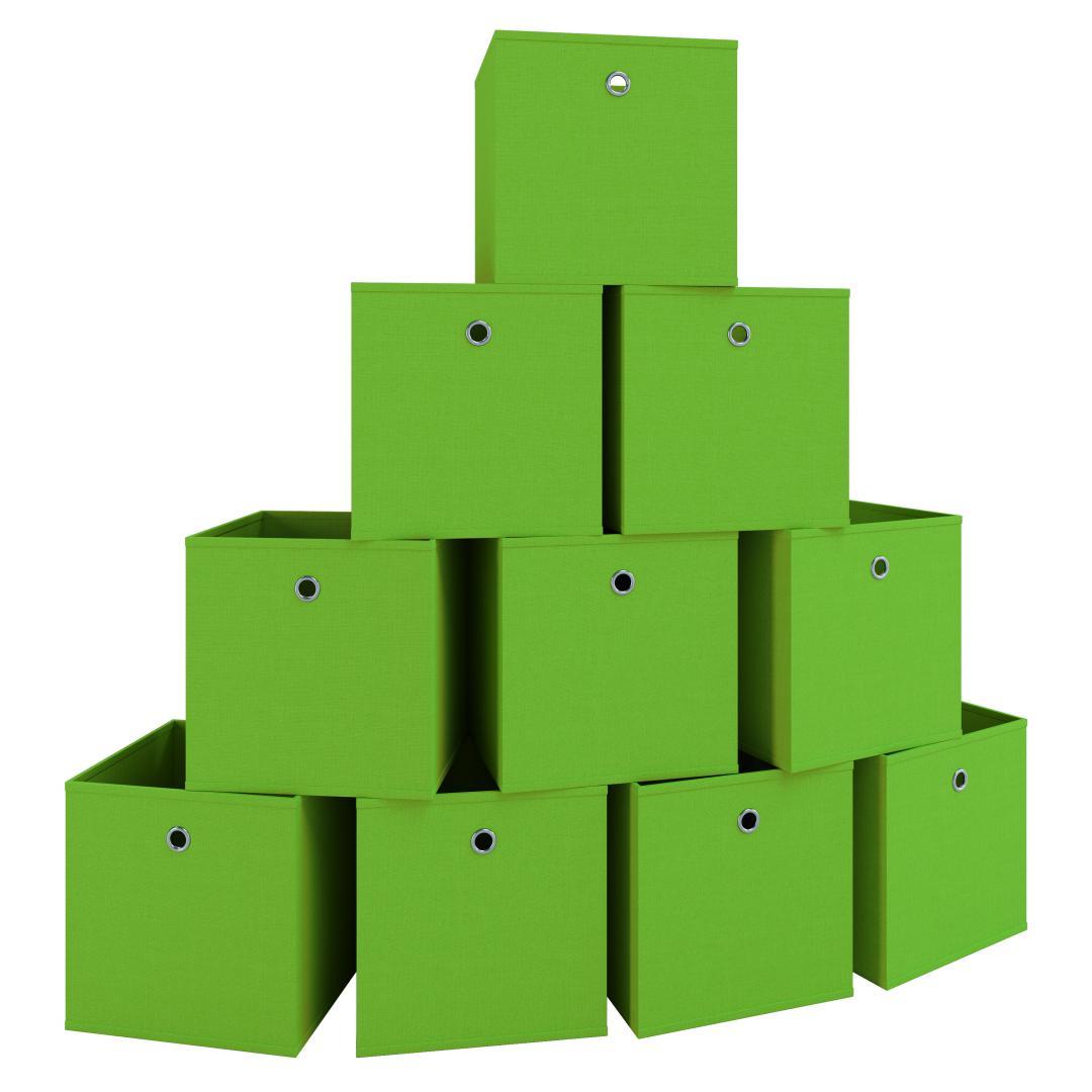 10er-Set Faltboxen BOXAS - grün - quadratisch