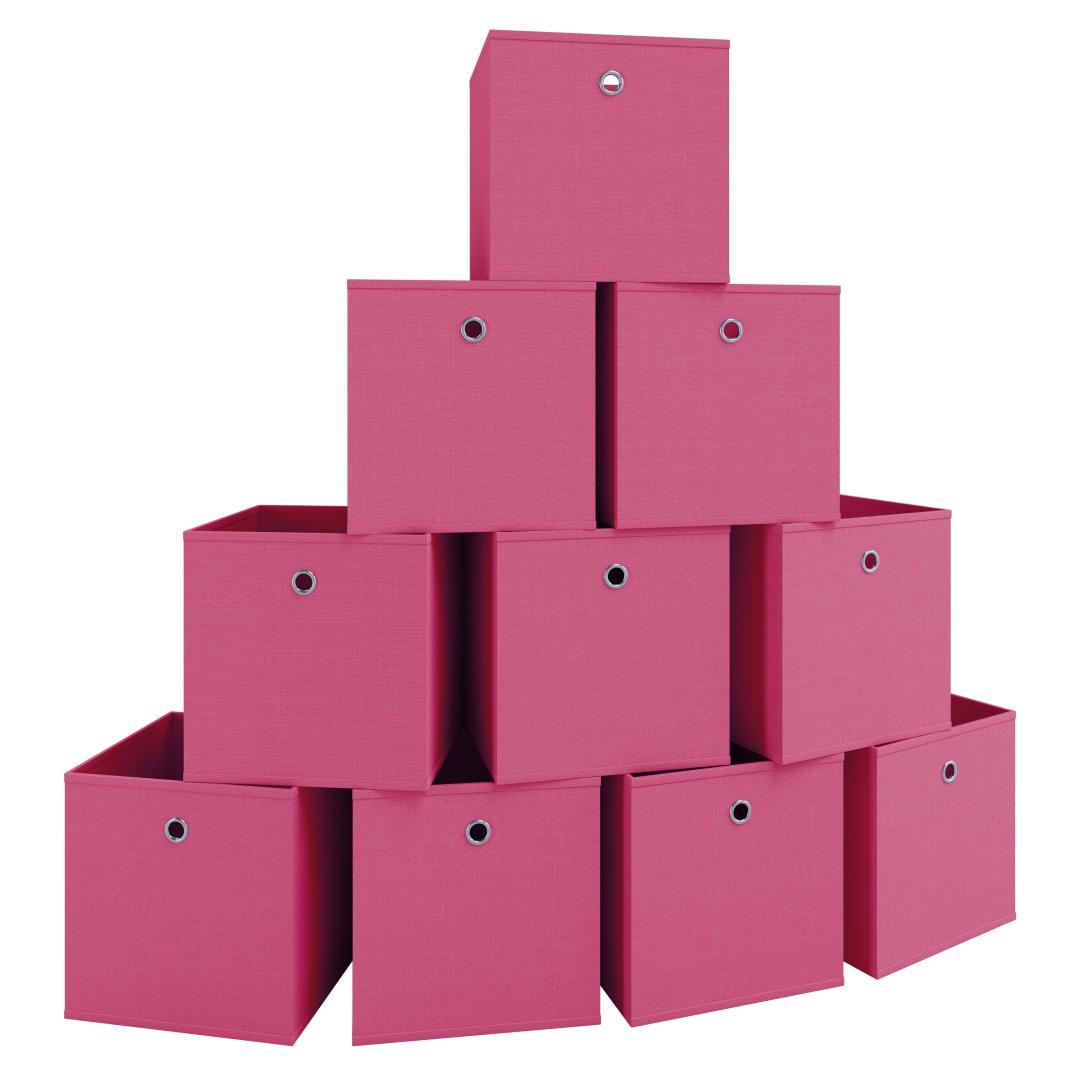 10er-Set Faltboxen BOXAS - pink - quadratisch