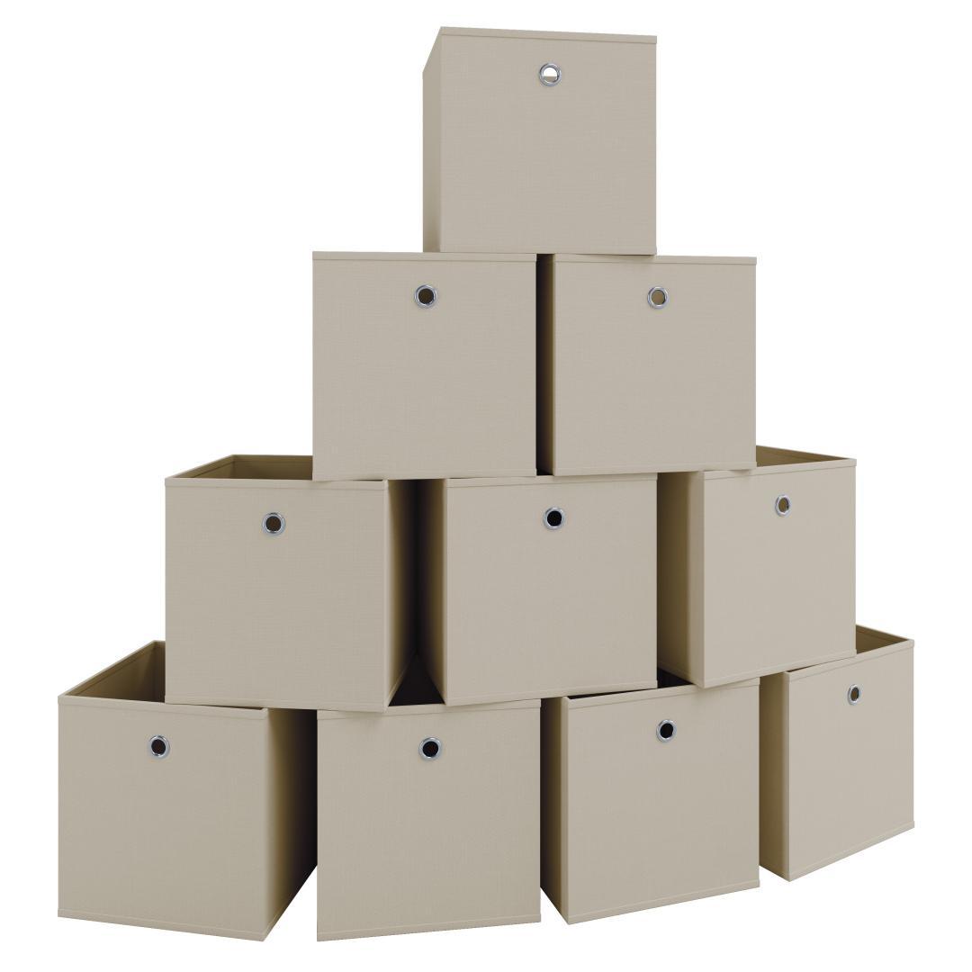 10er-Set Faltboxen BOXAS - weiß-natur - quadratisch