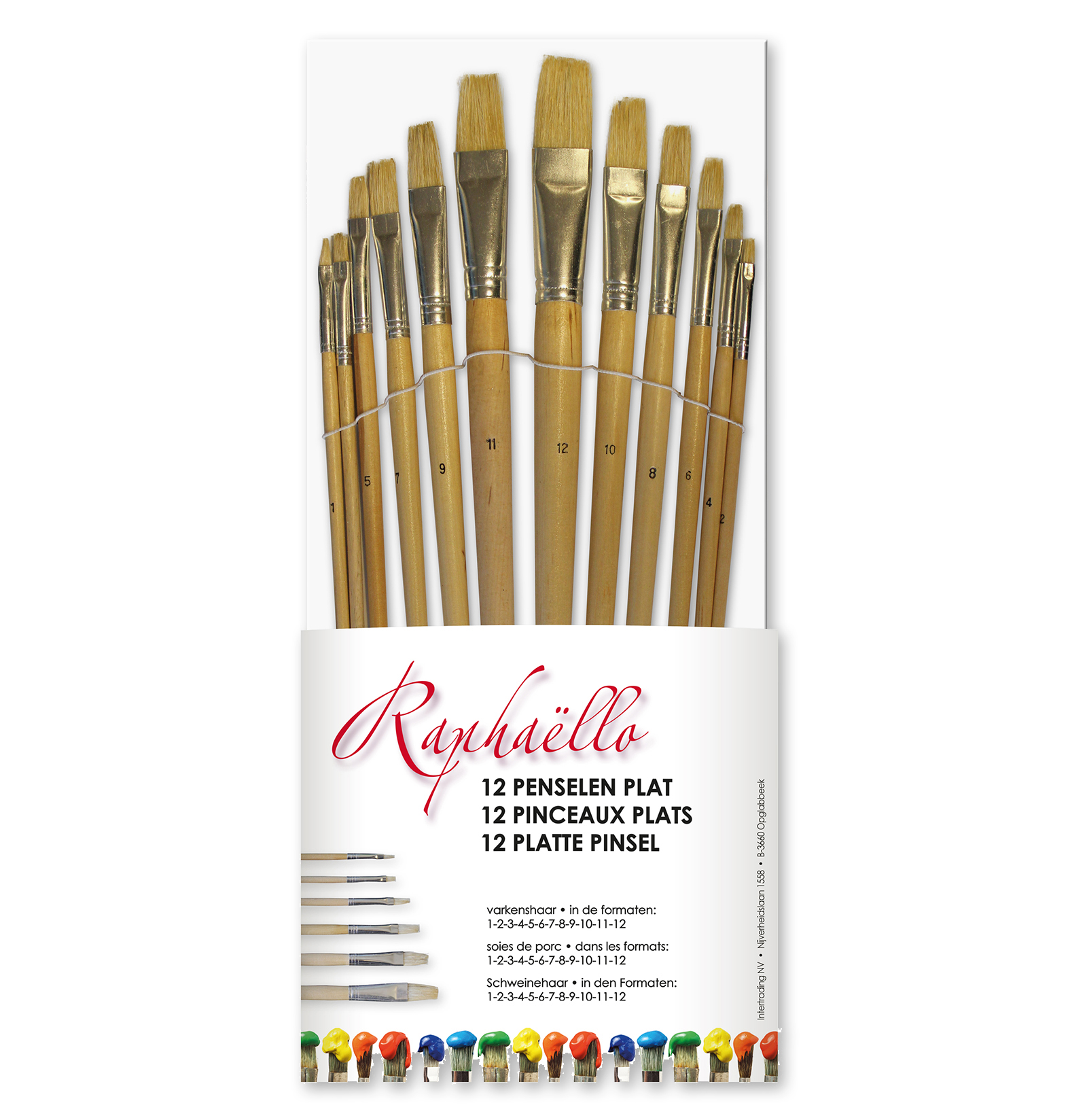 12-teiliges Pinsel-Set - flach 