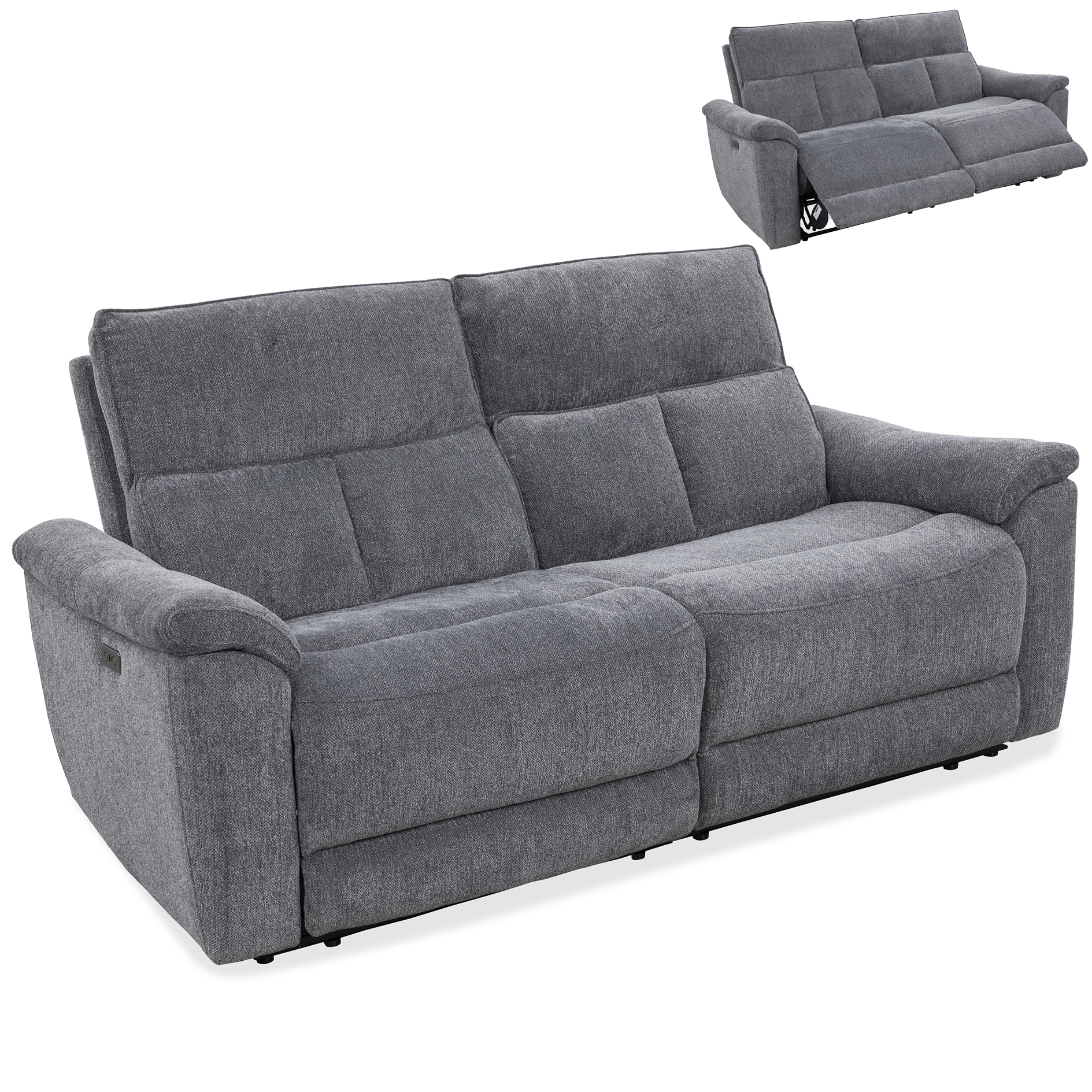 2,5-Sitzer-Sofa - anthrazit - Webstoff - elektrische Relaxfunktion