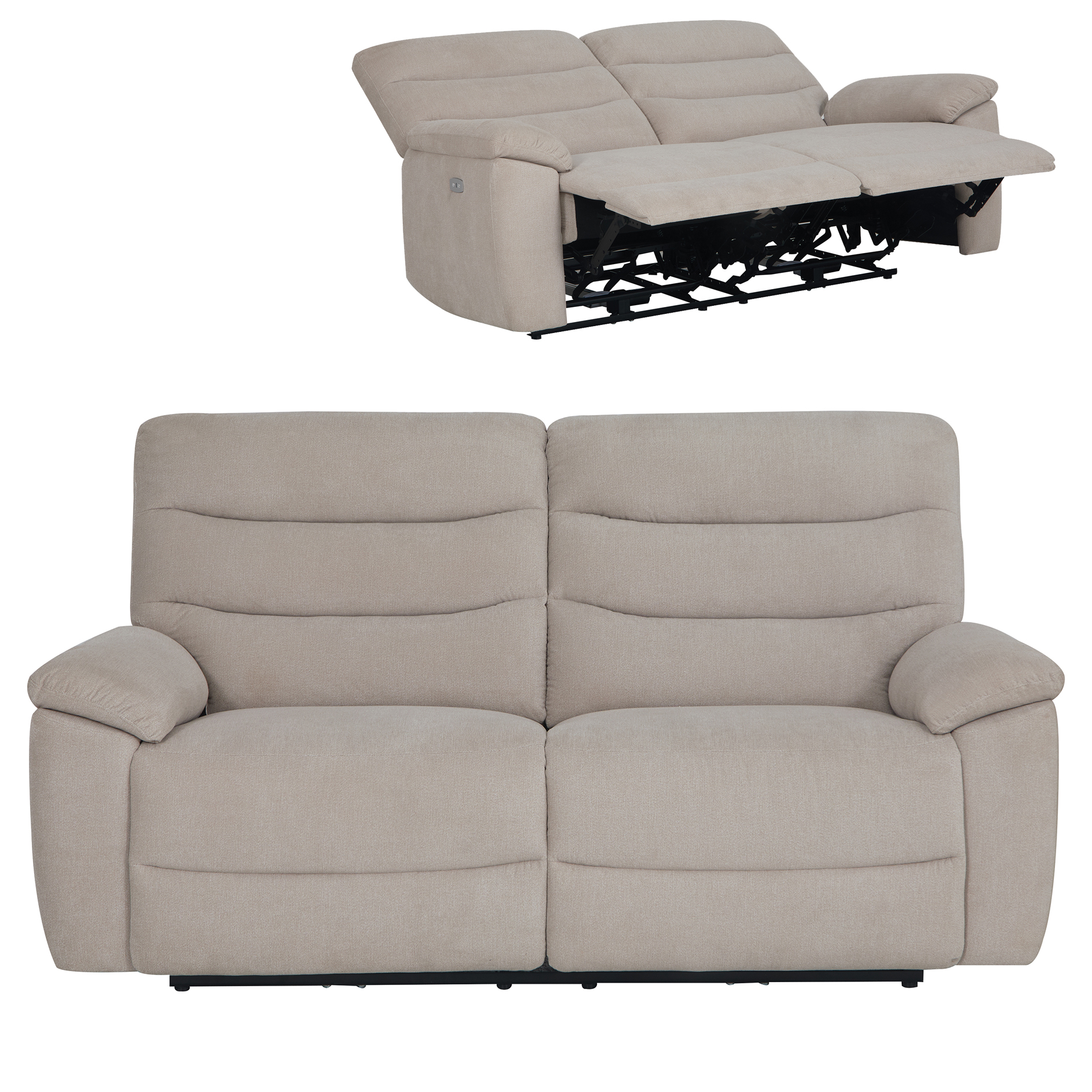 2,5-Sitzer-Sofa - beige - elektrische Relaxfunktion