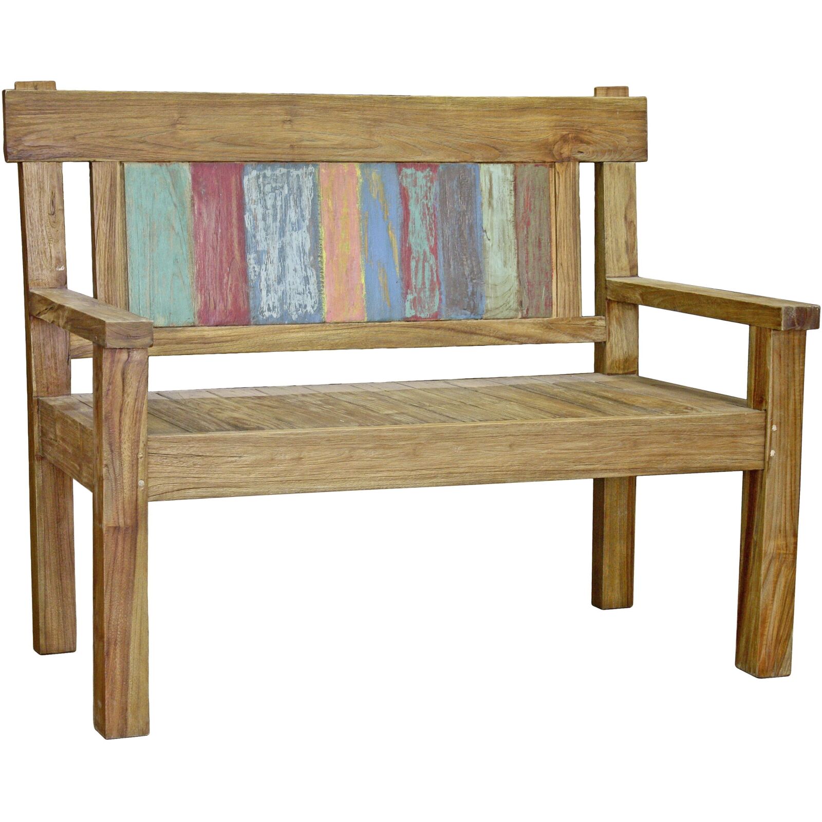 2-Sitzer-Bank TIMOR - natur-multicolor - Teak massiv
