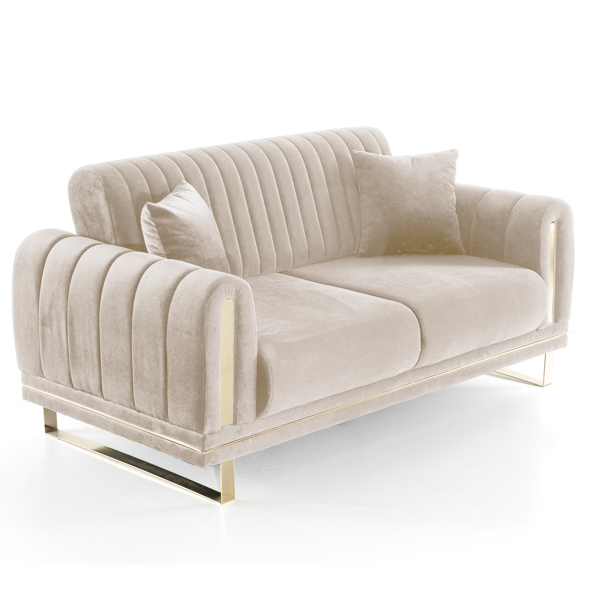 2-Sitzer - beige-gold - Mikrofaser - Liegefunktion