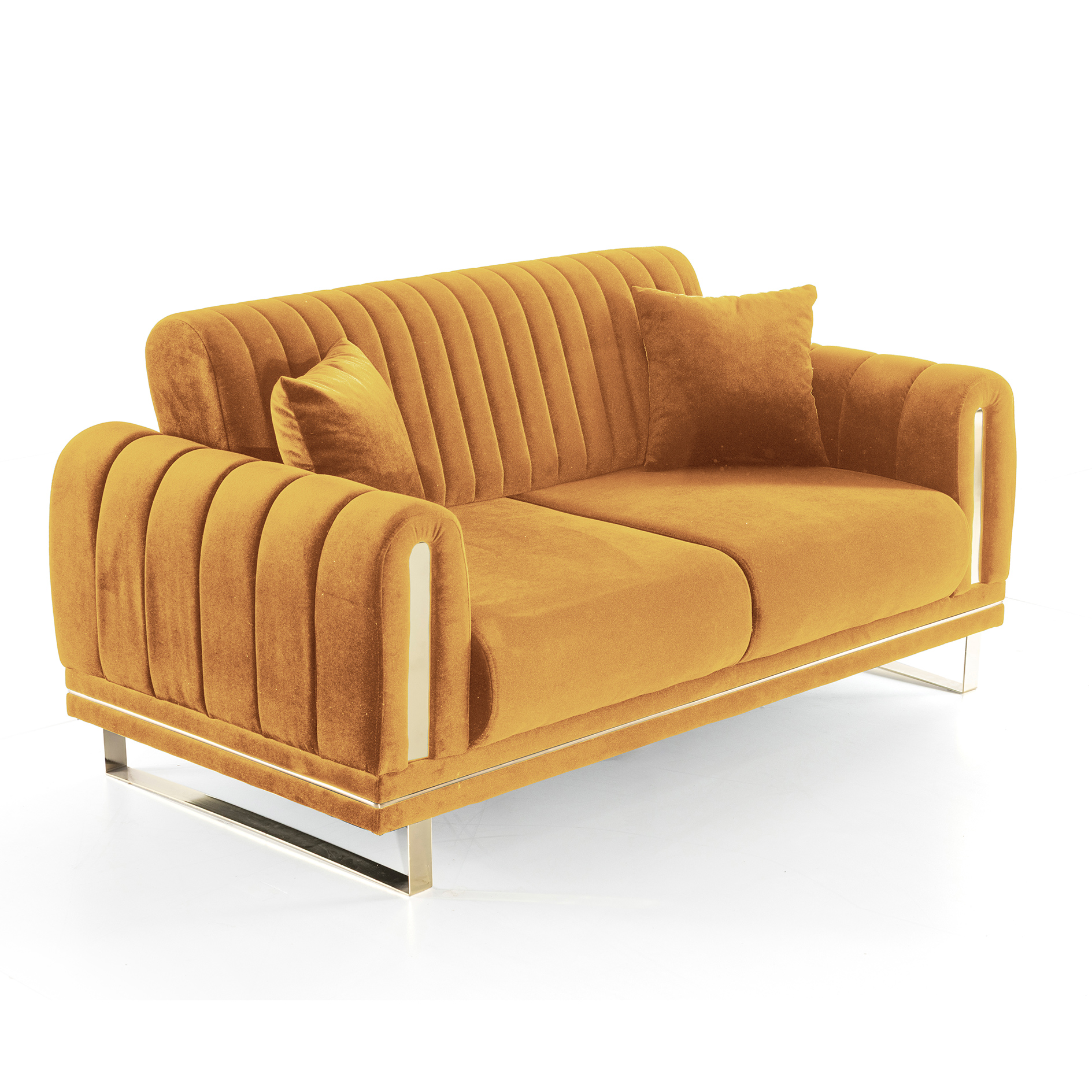 2-Sitzer - braun-gold - Mikrofaser - Liegefunktion