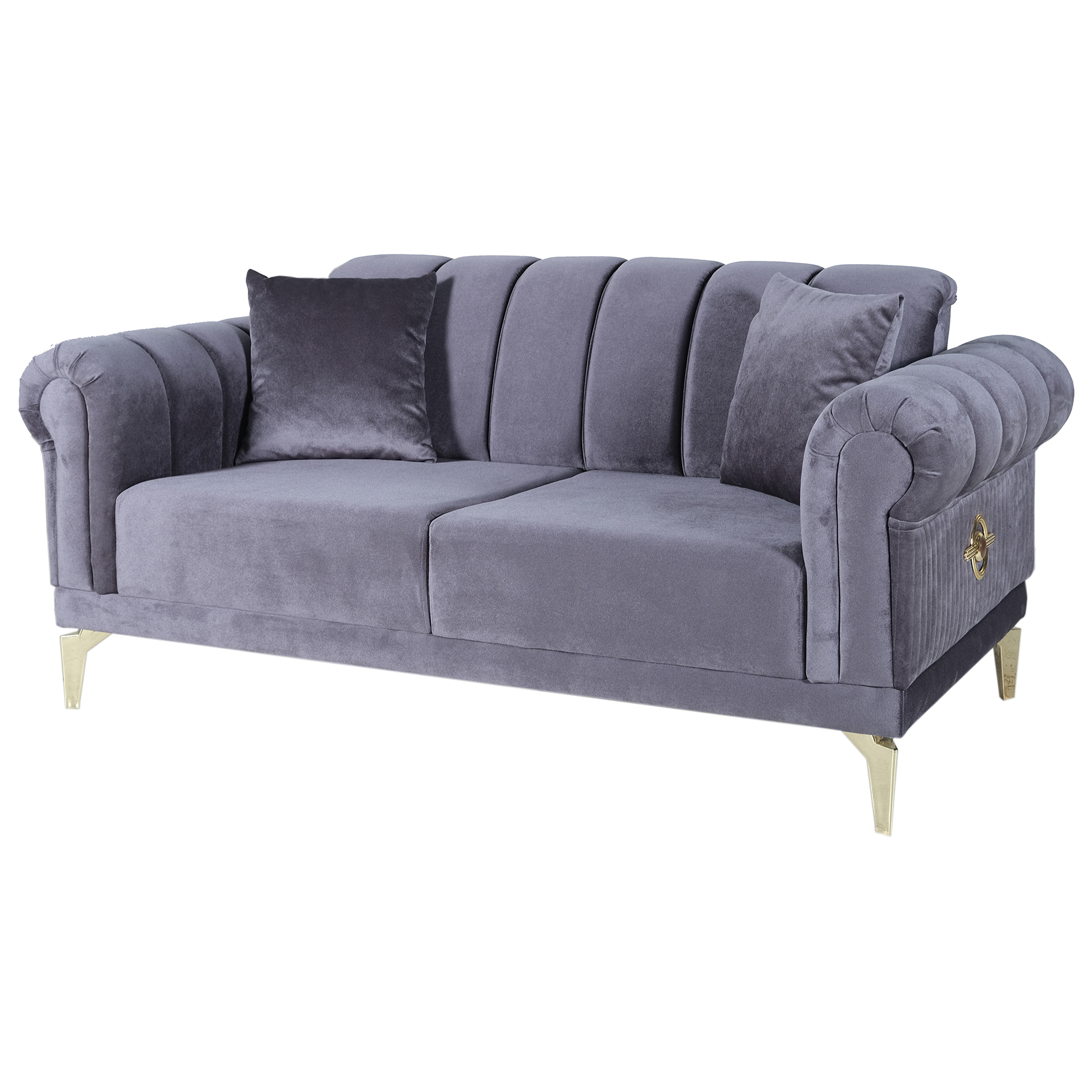 2-Sitzer-Sofa - anthrazit - Liegefunktion - Microfaser - mit Kissen