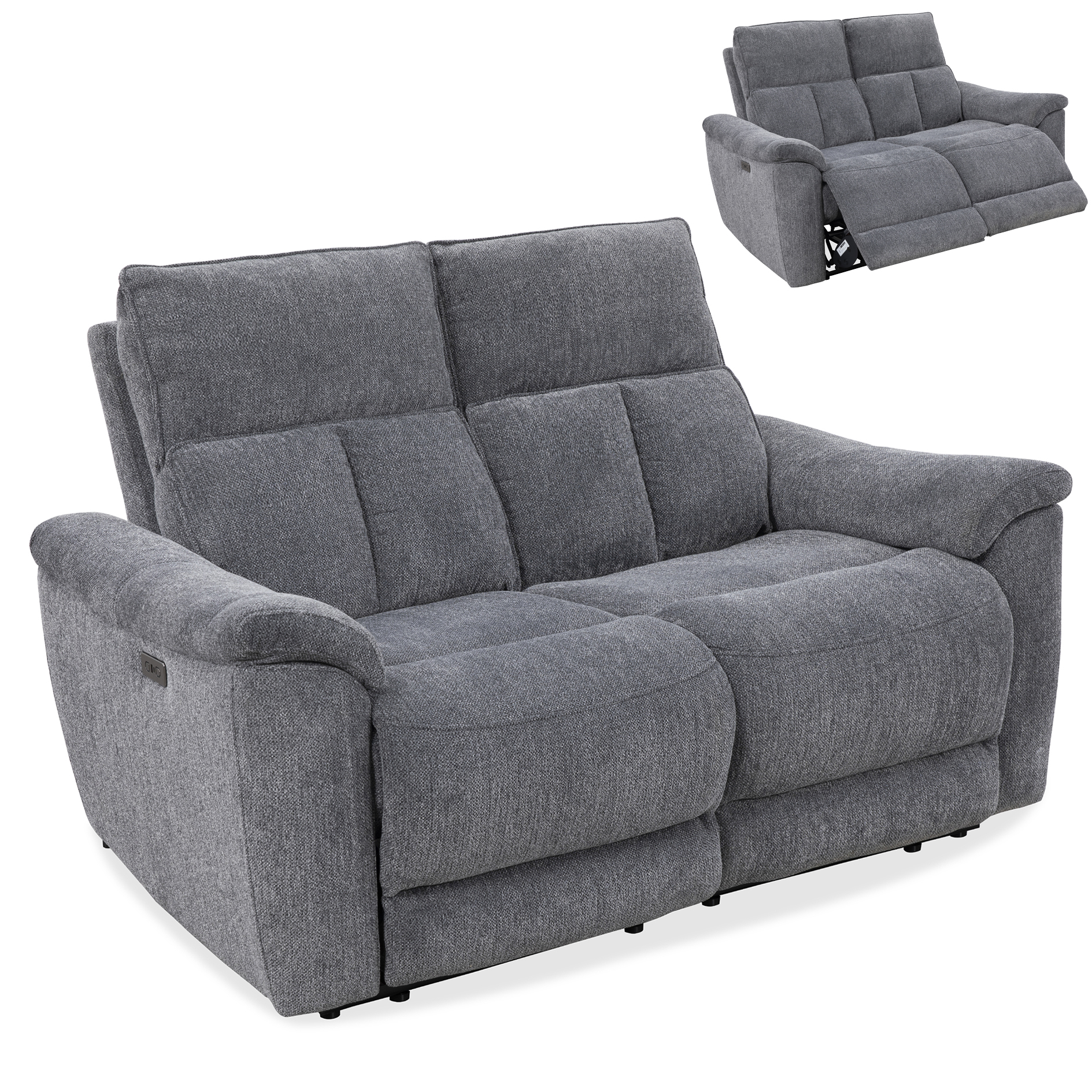 2-Sitzer-Sofa - anthrazit - Webstoff - elektrische Relaxfunktion