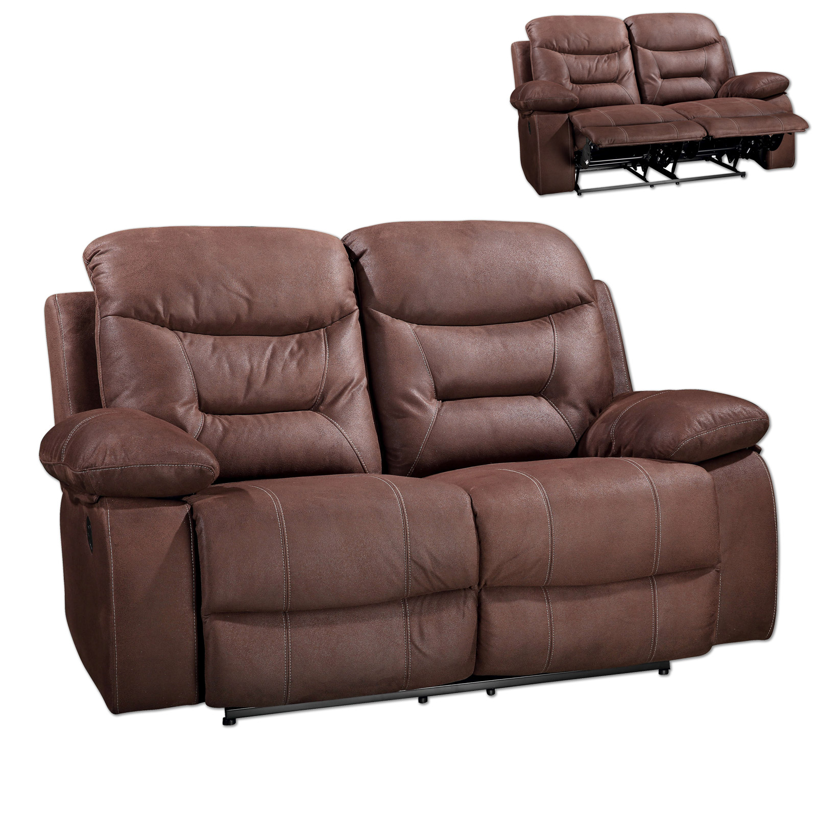 2-Sitzer Sofa - dunkelbraun - mit Relaxfunktion