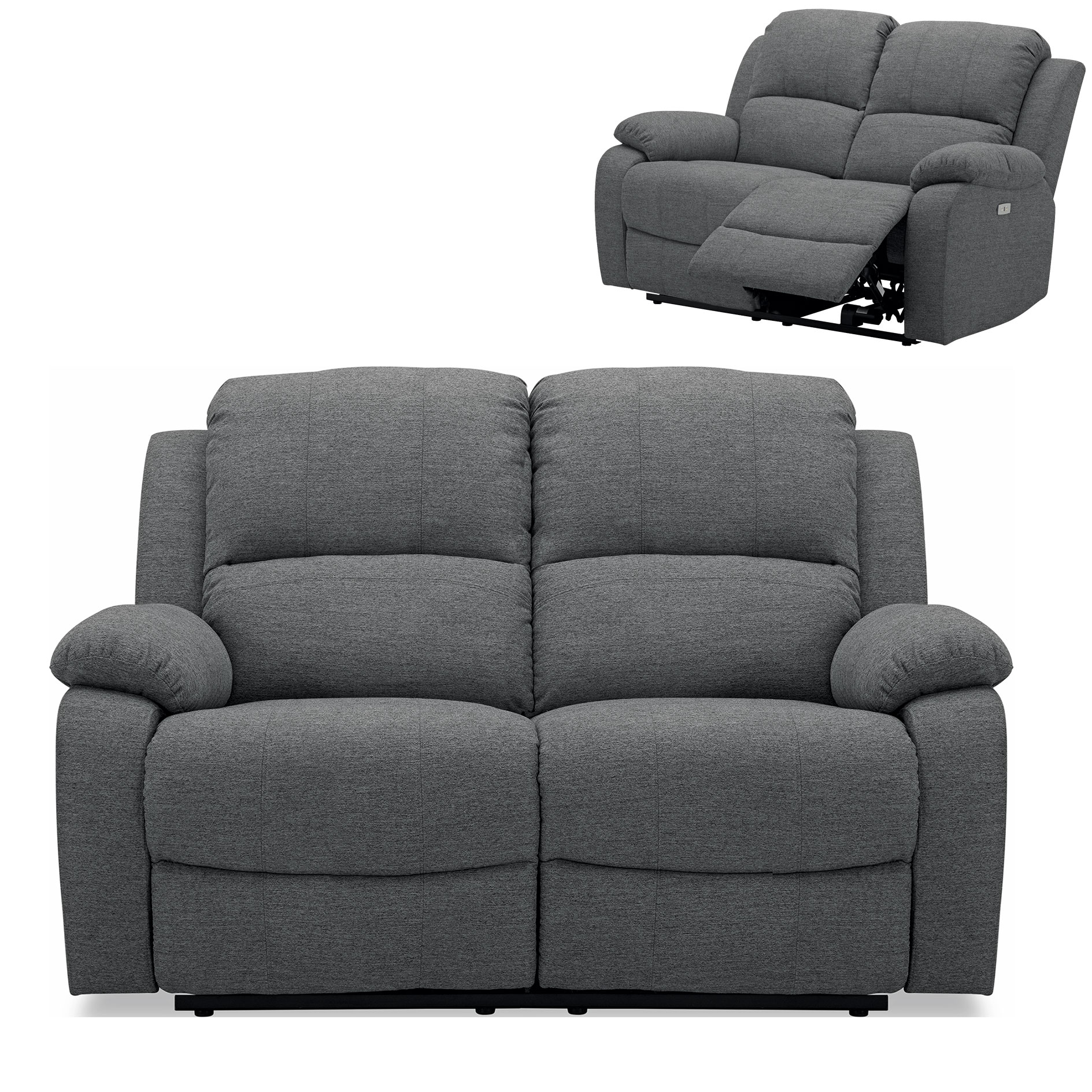 2-Sitzer-Sofa - dunkelgrau - Federkern - elektrische Relaxfunktion