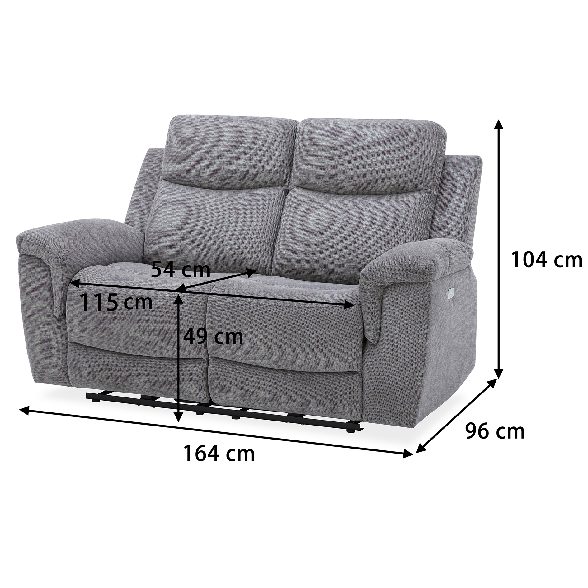 2-Sitzer-Sofa - dunkelgrau - Webstoff - mit Relaxfunktion