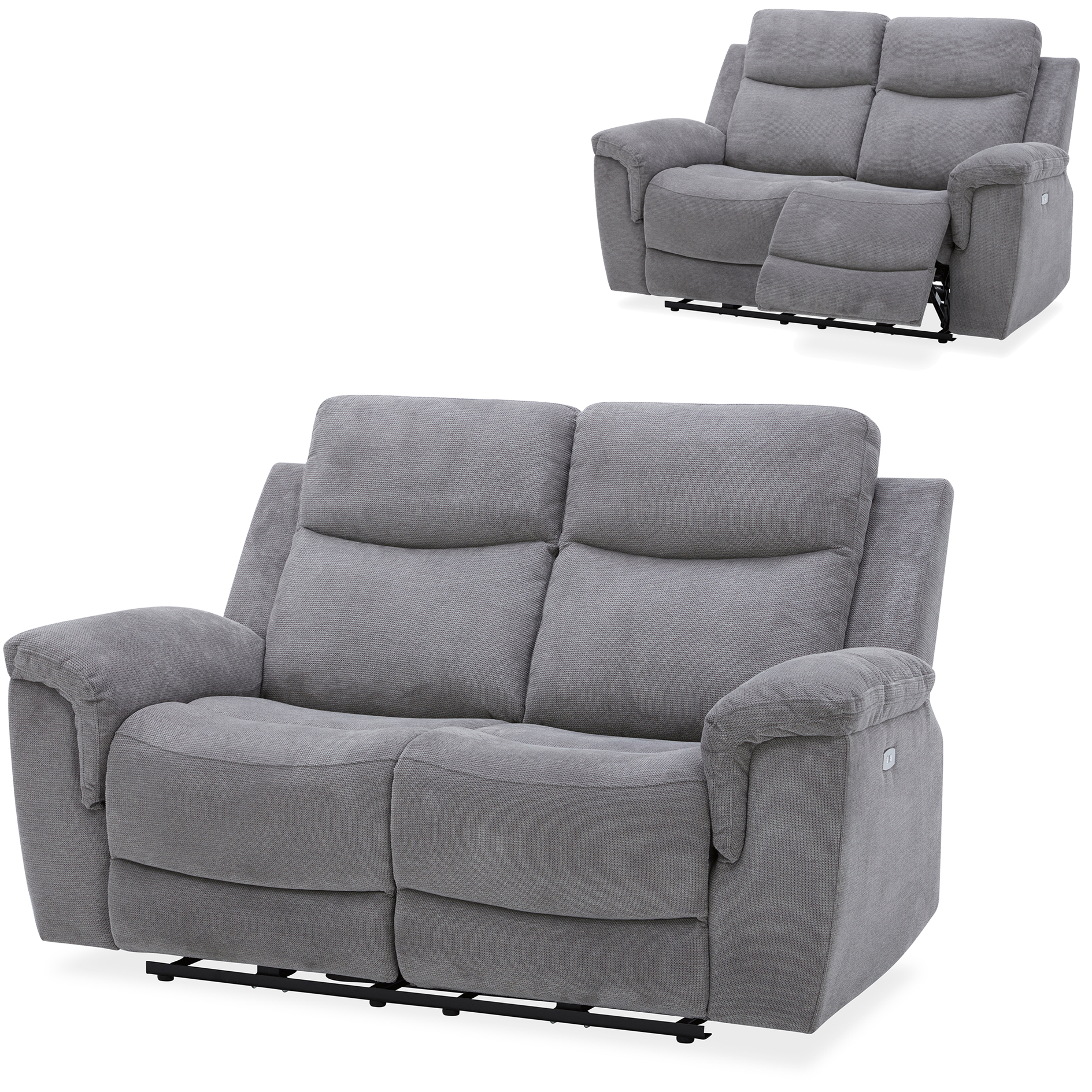 2-Sitzer-Sofa - dunkelgrau - Webstoff - mit Relaxfunktion