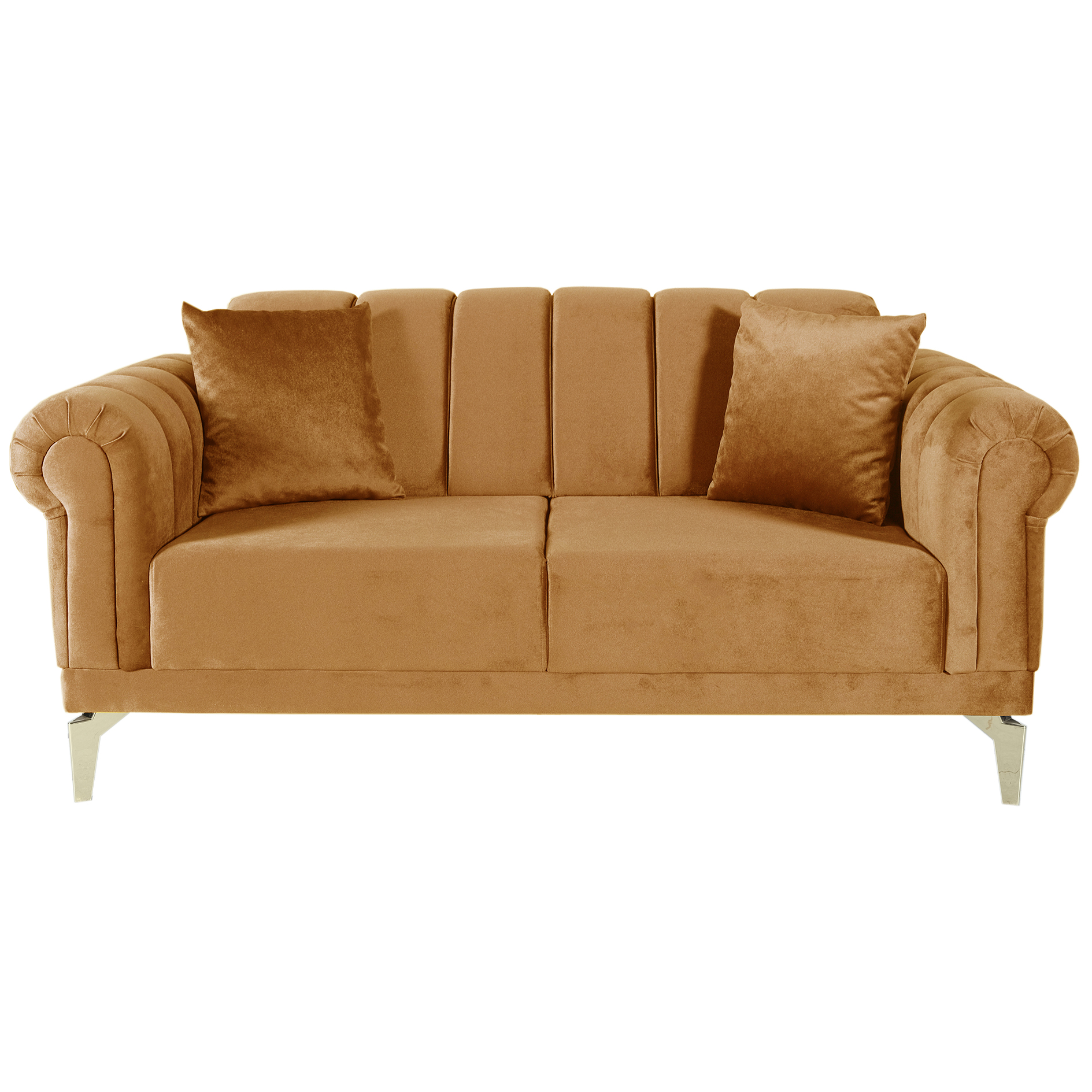 2-Sitzer-Sofa - goldbraun - Liegefunktion - Microfaser - mit Kissen