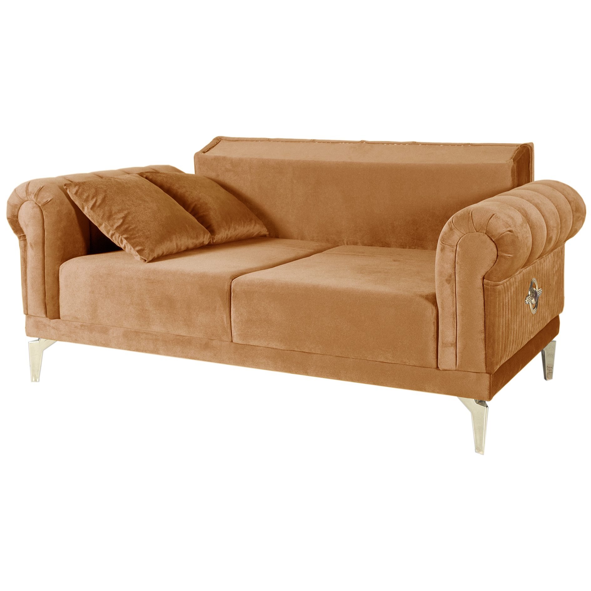 2-Sitzer-Sofa - goldbraun - Liegefunktion - Microfaser - mit Kissen