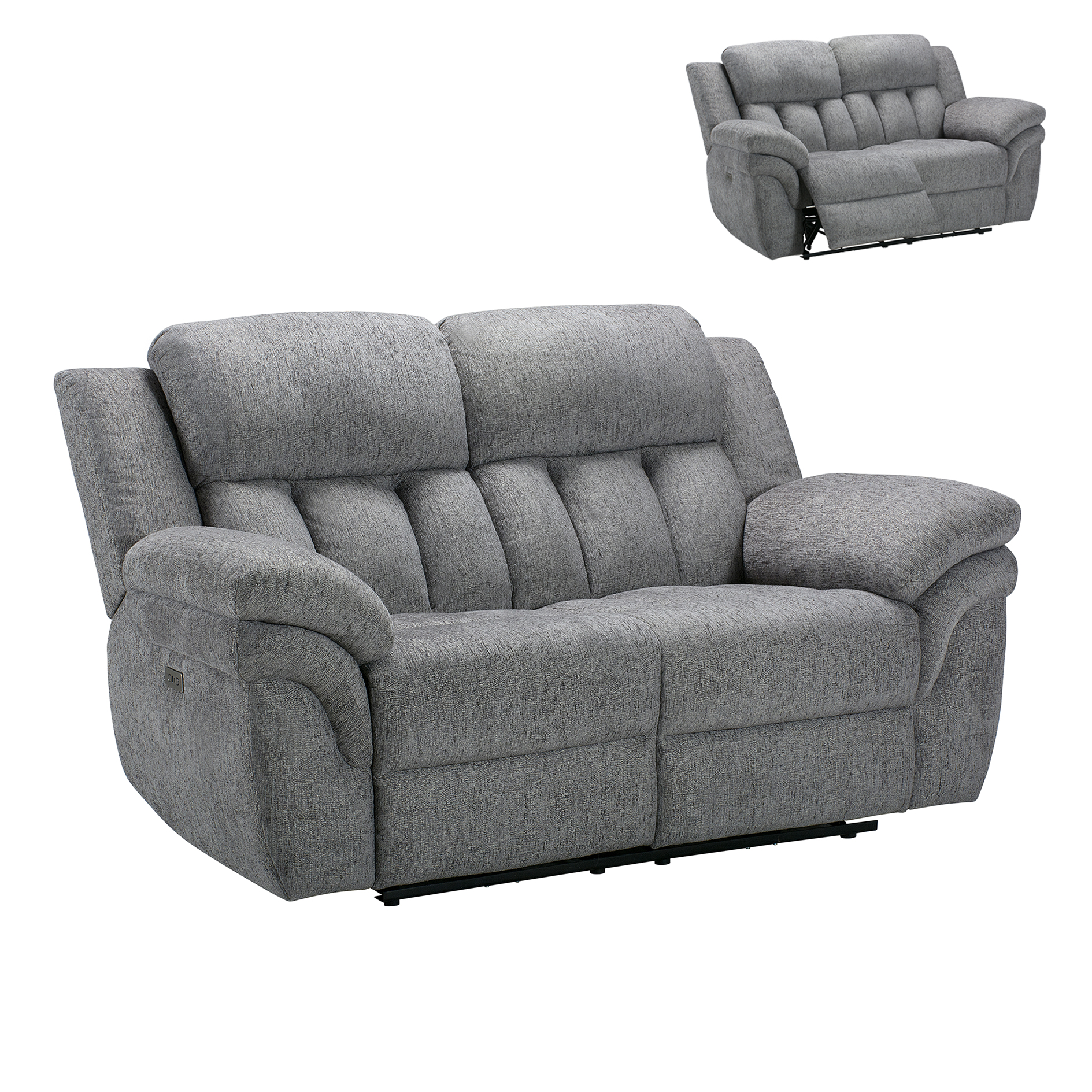 2-Sitzer-Sofa - grau - elektrische Relaxfunktion