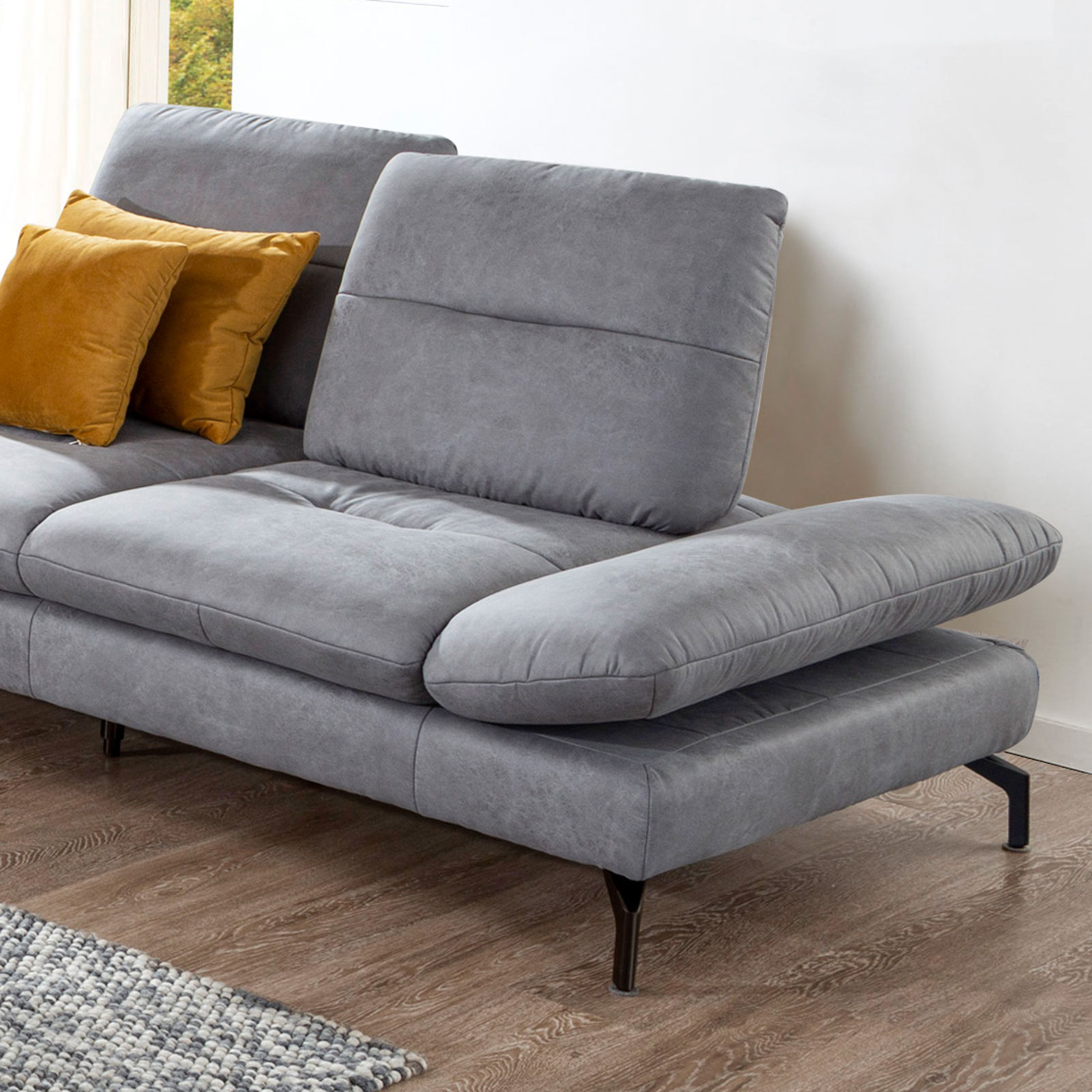 2-Sitzer-Sofa - grau - mit Armteilverstellung