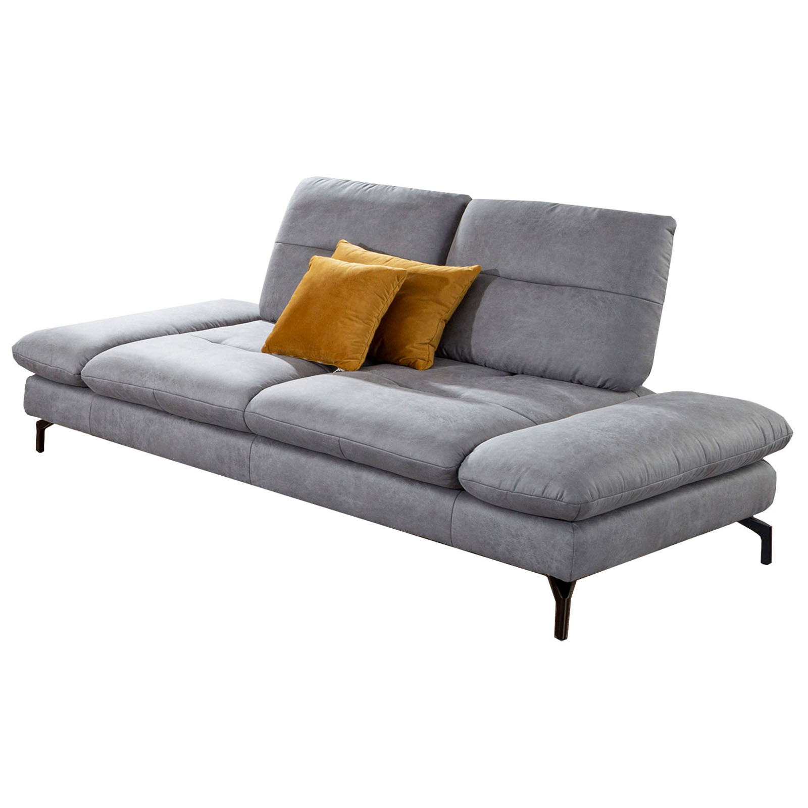 2-Sitzer-Sofa - grau - mit Armteilverstellung