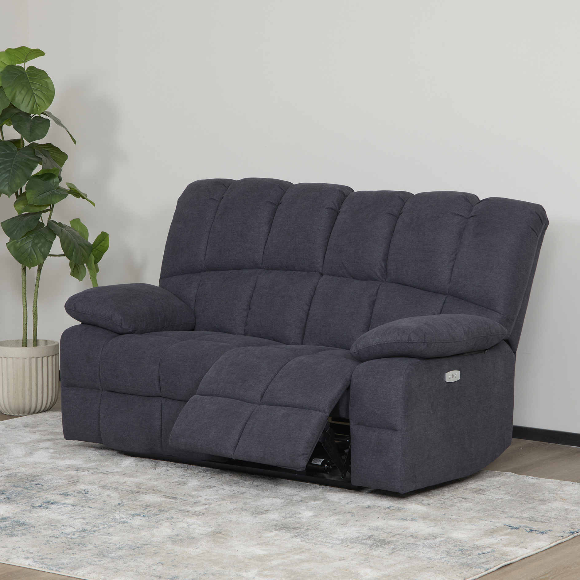 2-Sitzer-Sofa - grau - Relaxfunktion - mit Motor - Webstoff