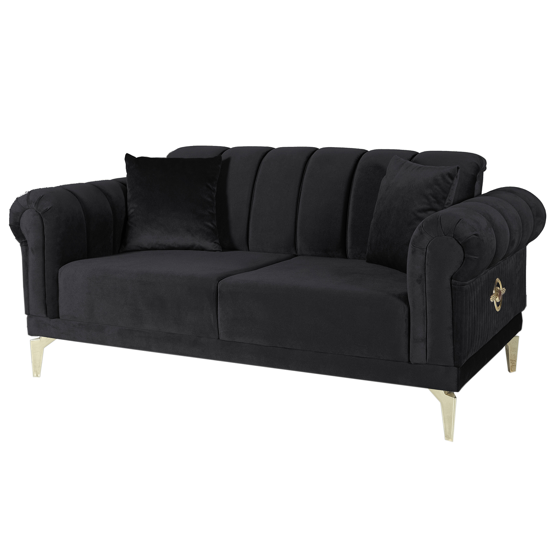 2-Sitzer-Sofa - schwarz - Liegefunktion - Microfaser - mit Kissen