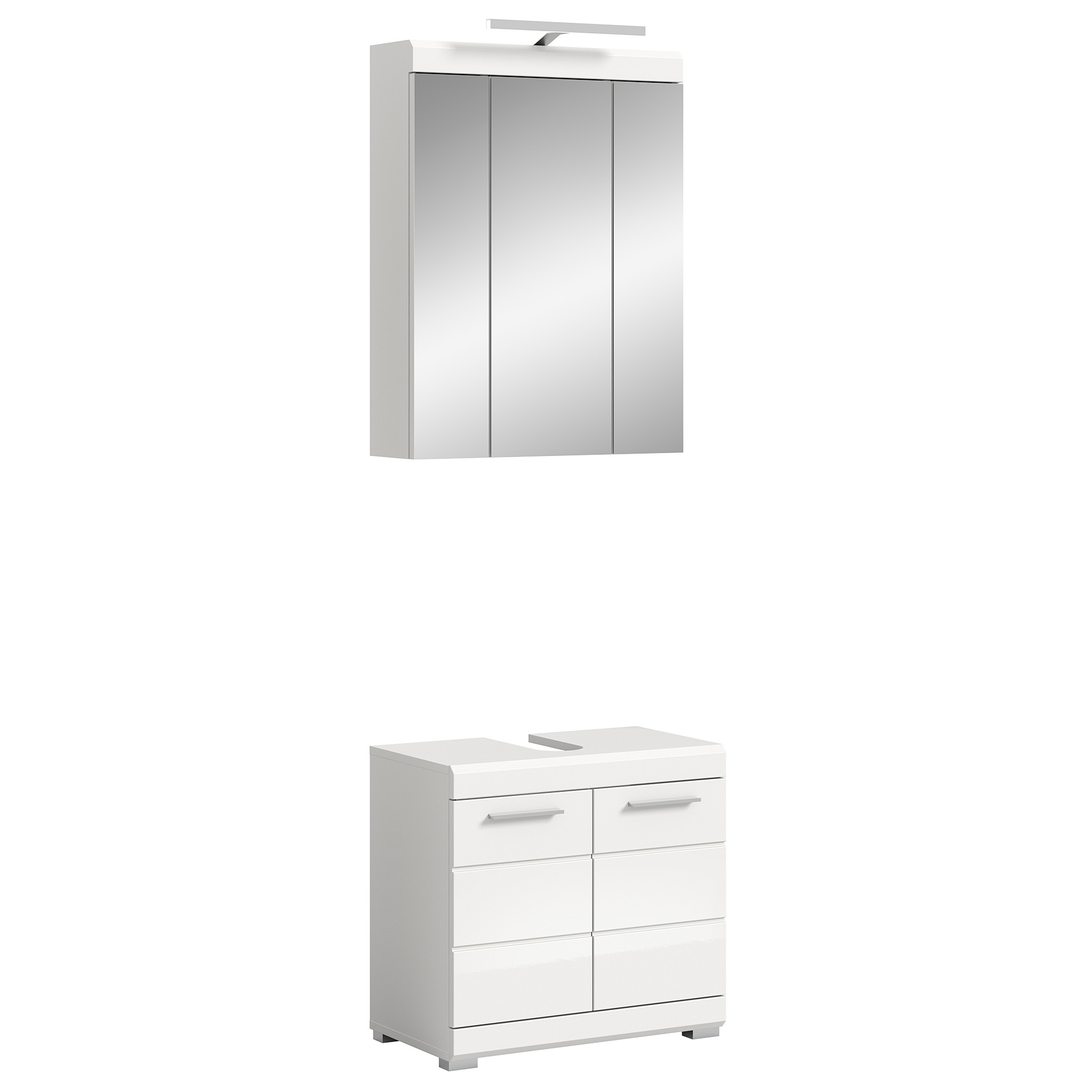 2-teilige Badkombination SCOUT - weiß Hochglanz - weiß - LED-Spiegelschrank - 60 cm