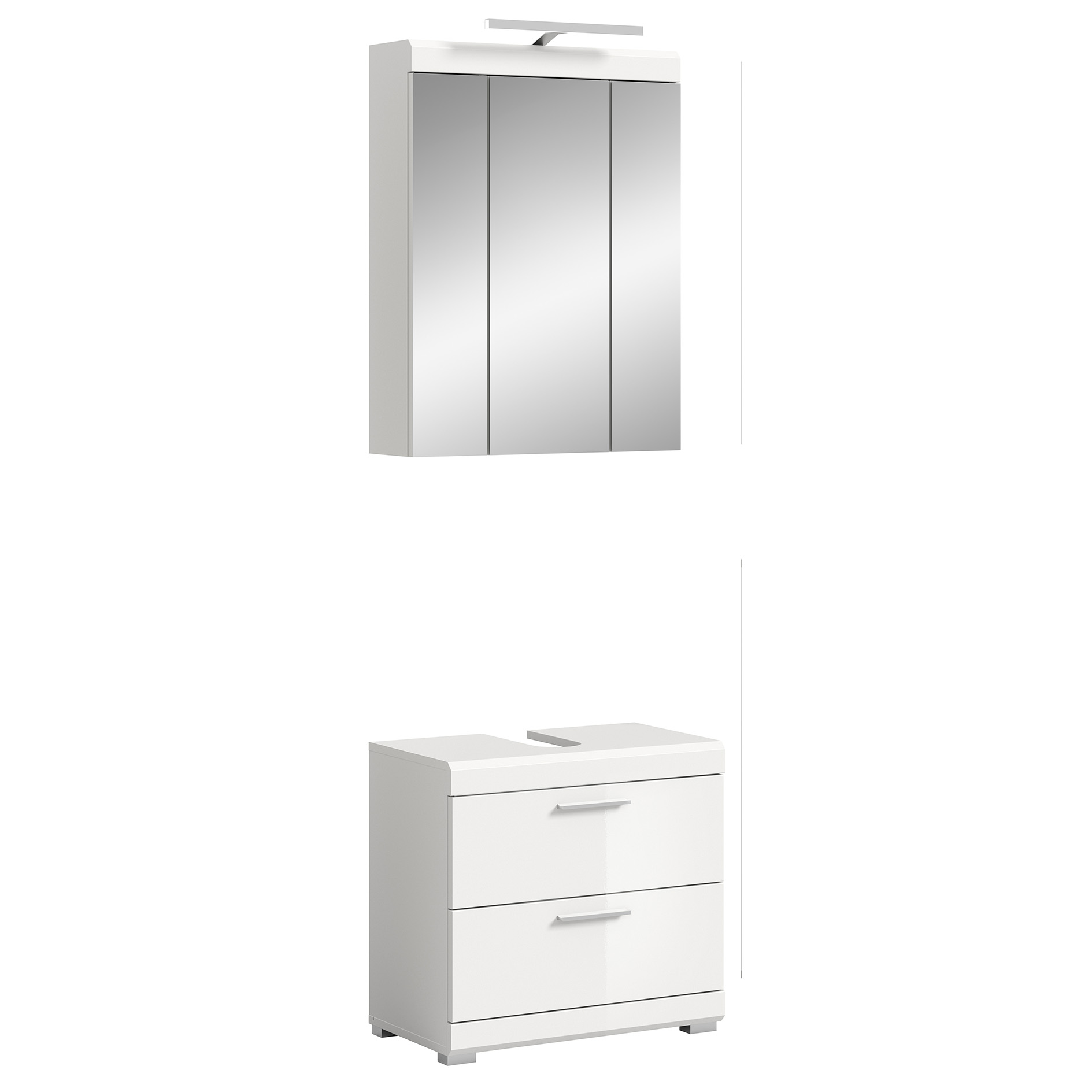 2-teilige Badkombination SCOUT - weiß Hochglanz - weiß - LED-Spiegelschrank - 60 cm