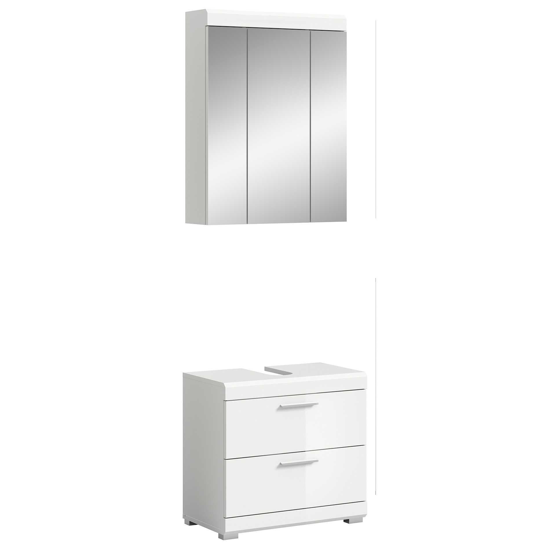 2-teilige Badkombination SCOUT - weiß Hochglanz - weiß - Spiegelschrank - 60 cm