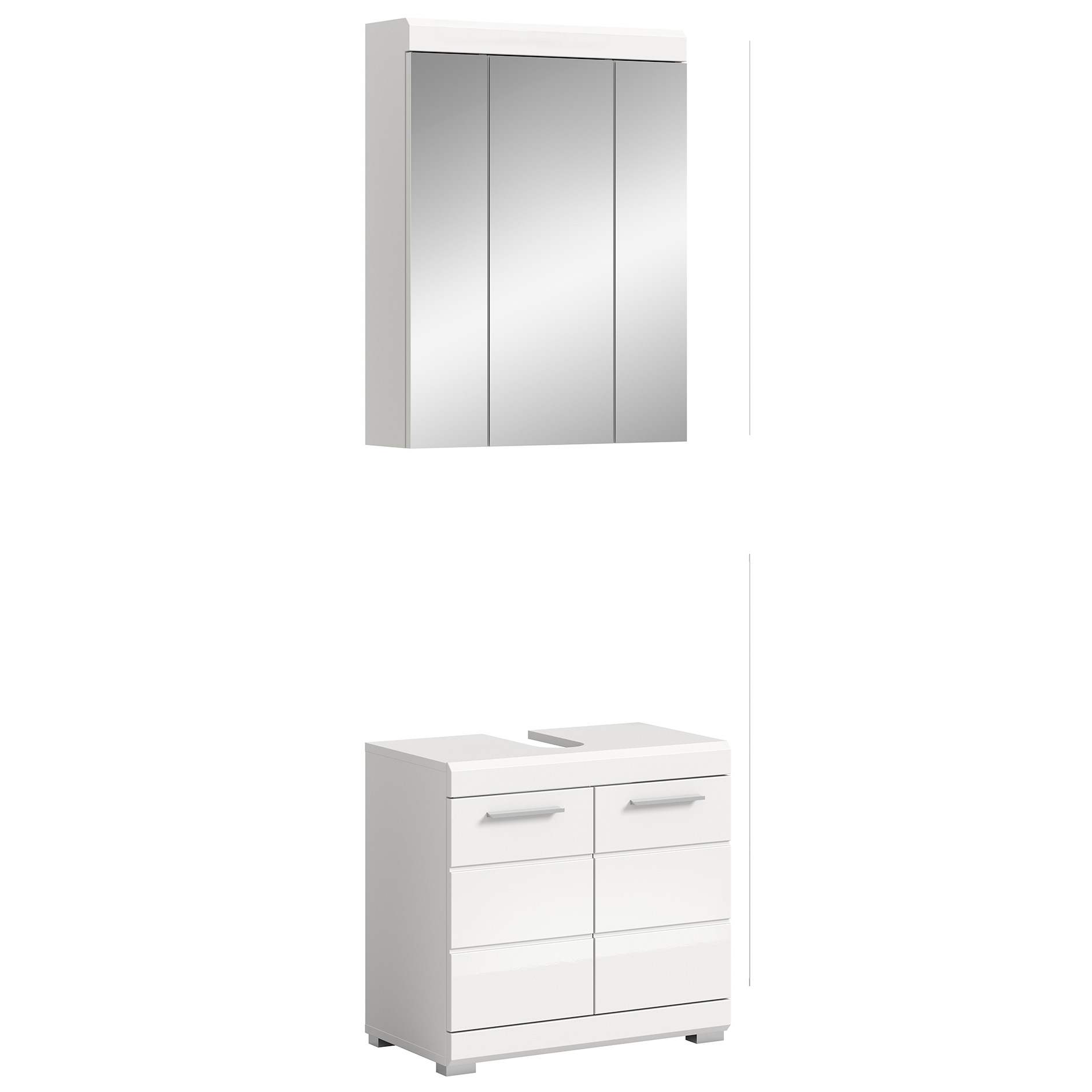2-teilige Badkombination SCOUT - weiß Hochglanz - weiß - Spiegelschrank - 60 cm
