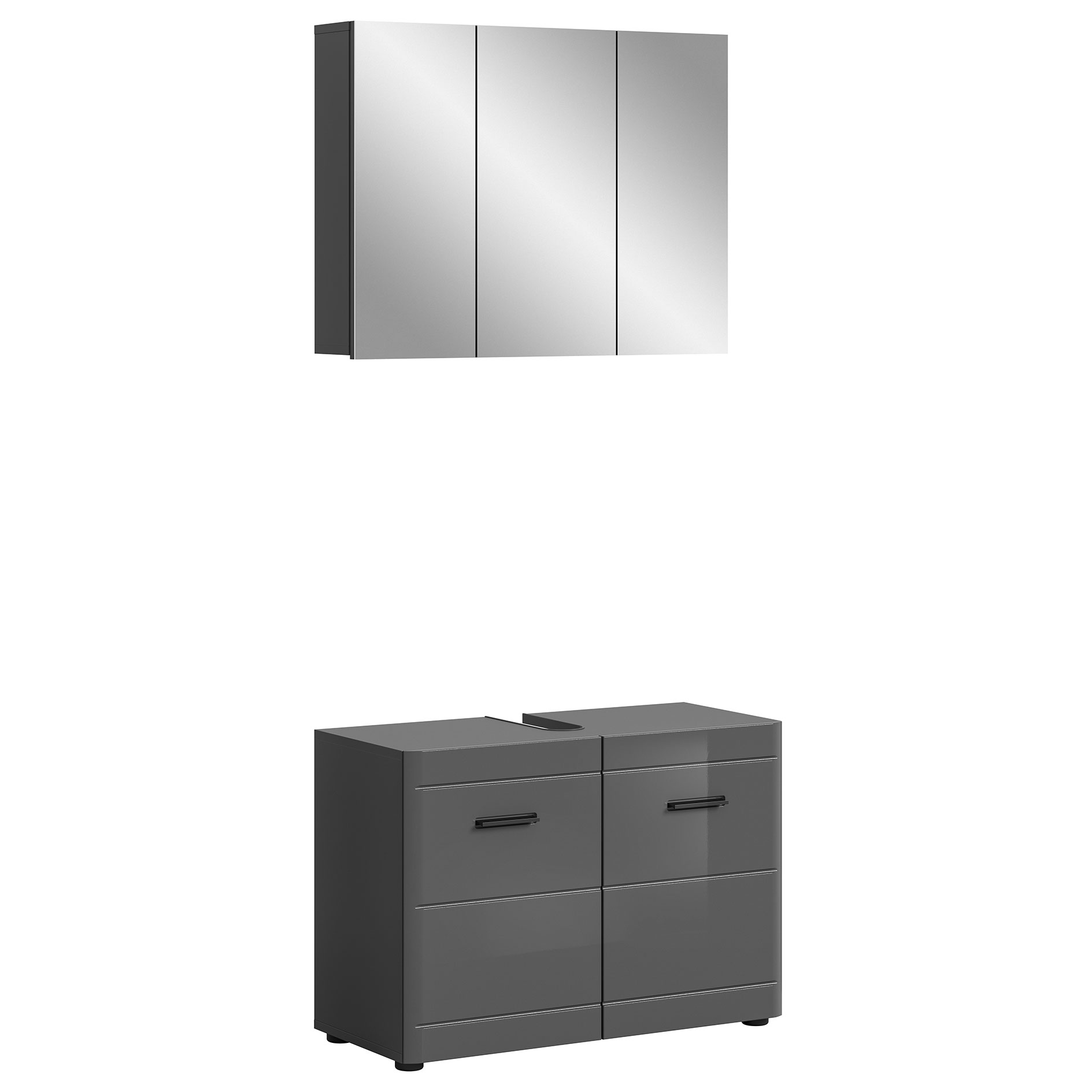 2-teilige Badkombination SOFT - grau Hochglanz - grau