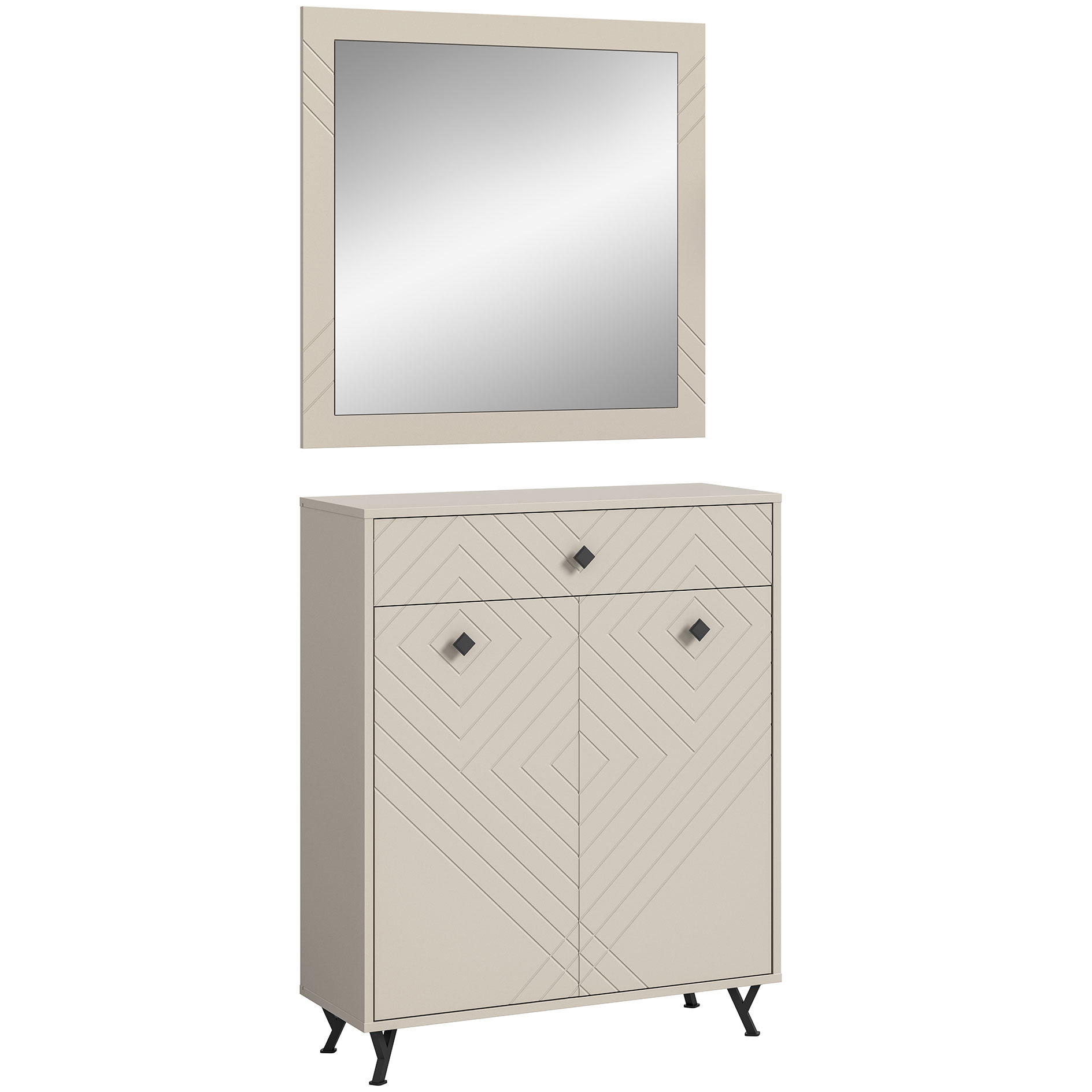 2-teilige Garderobenkombination NOTES - sandbeige matt