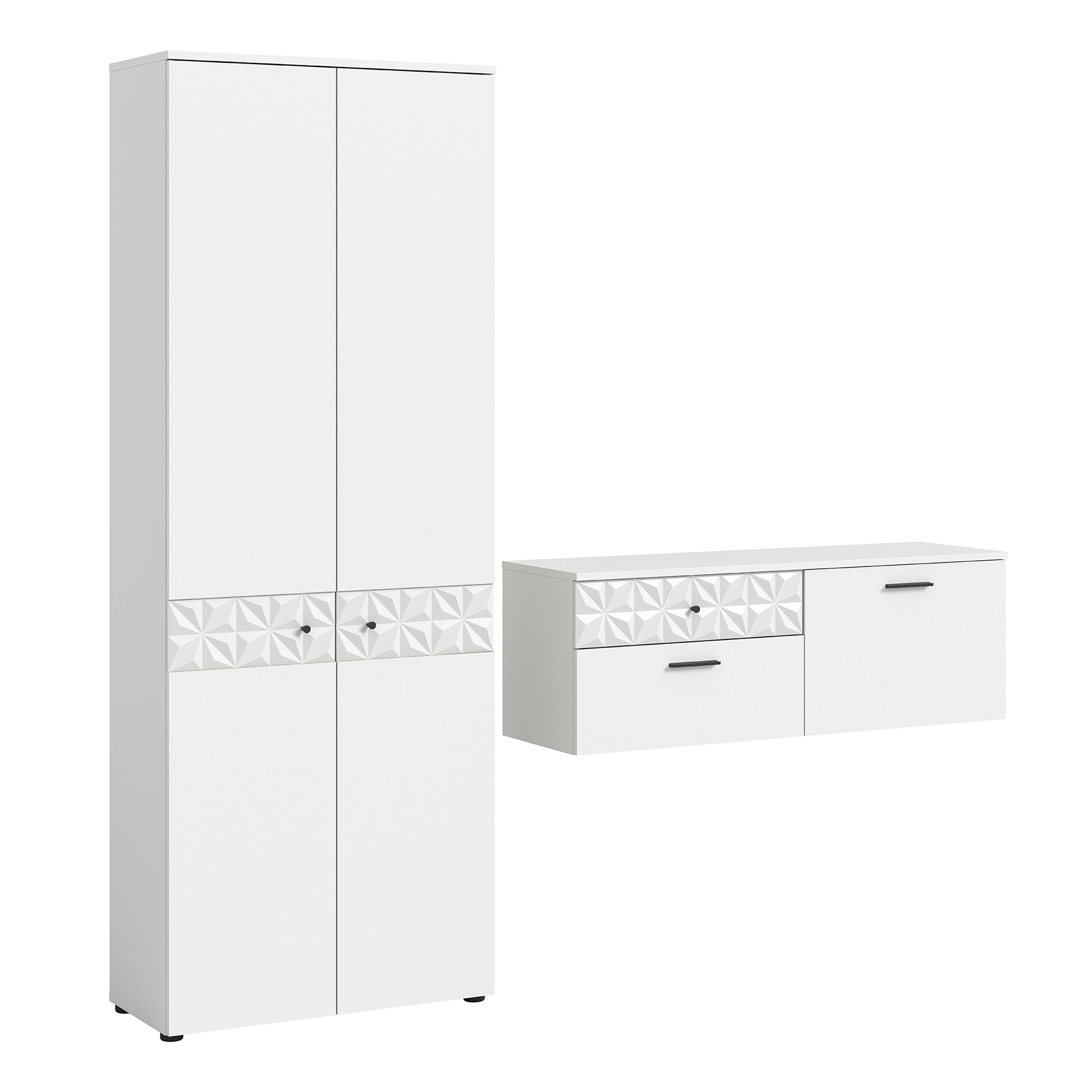 2-teilige Garderobenkombination PRISMA - weiß - 195 cm