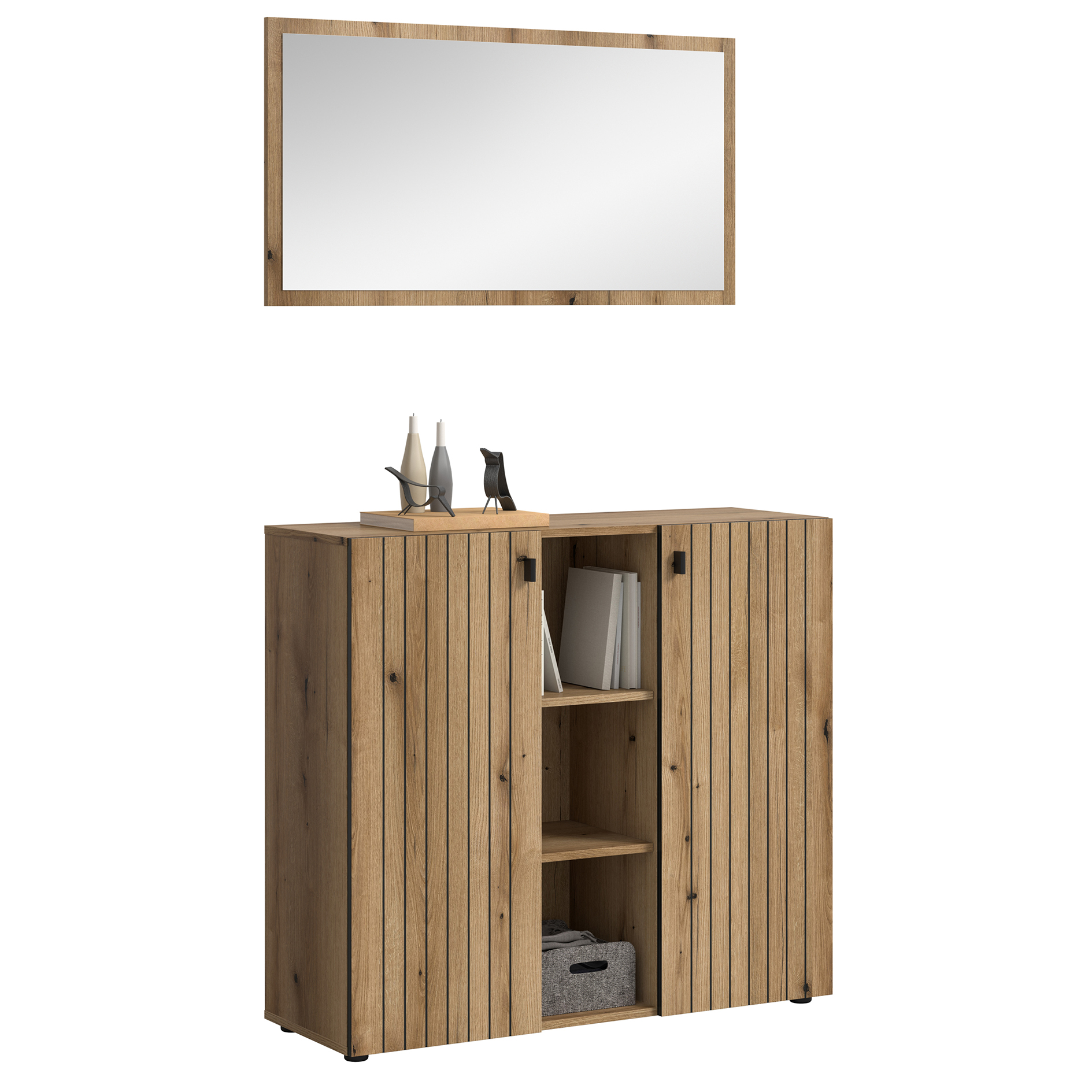 2-teilige Garderobenkombination STATION - Evoke Oak - 106 cm breit