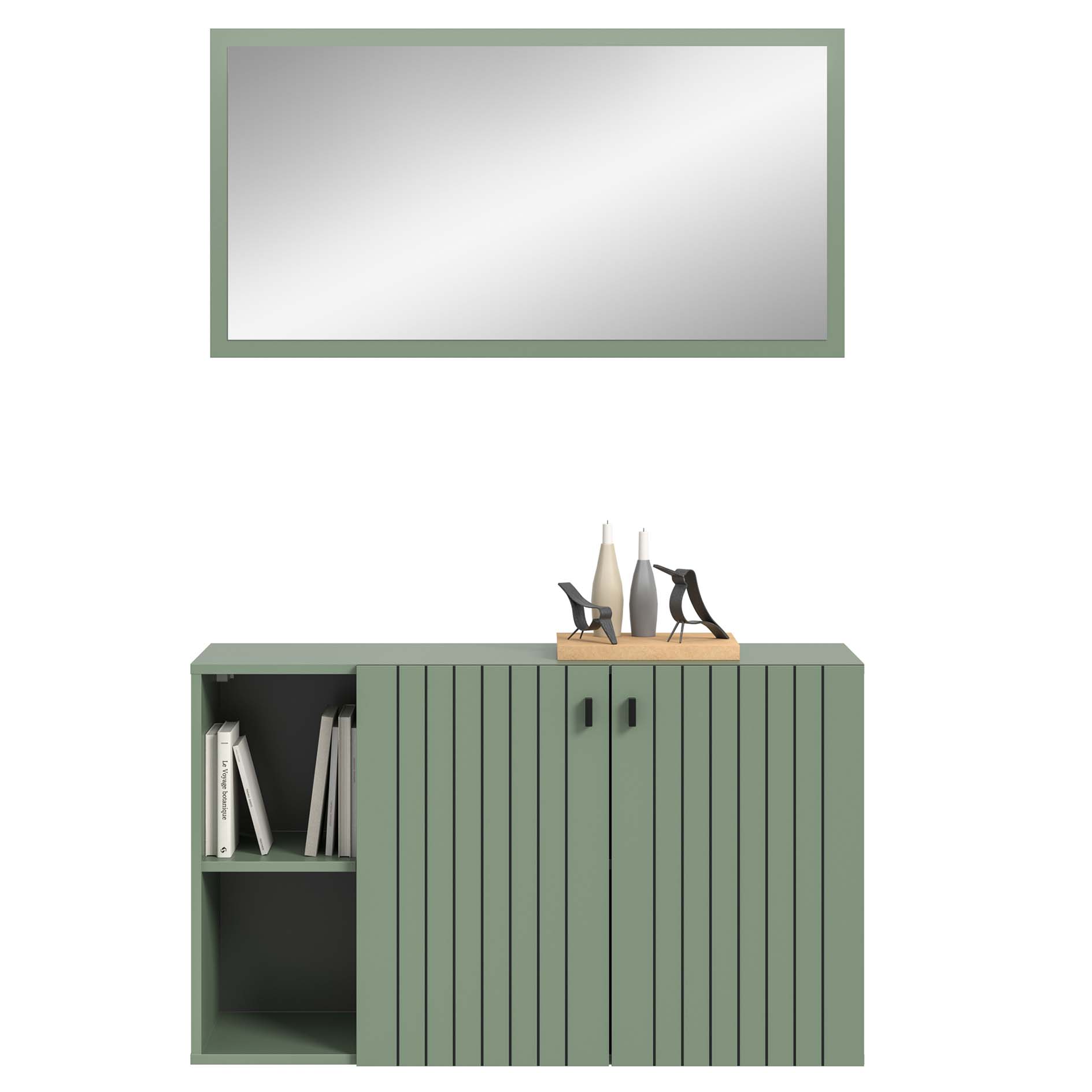 2-teilige Garderobenkombination STATION - Smoke Green Nachbildung - 106 cm breit
