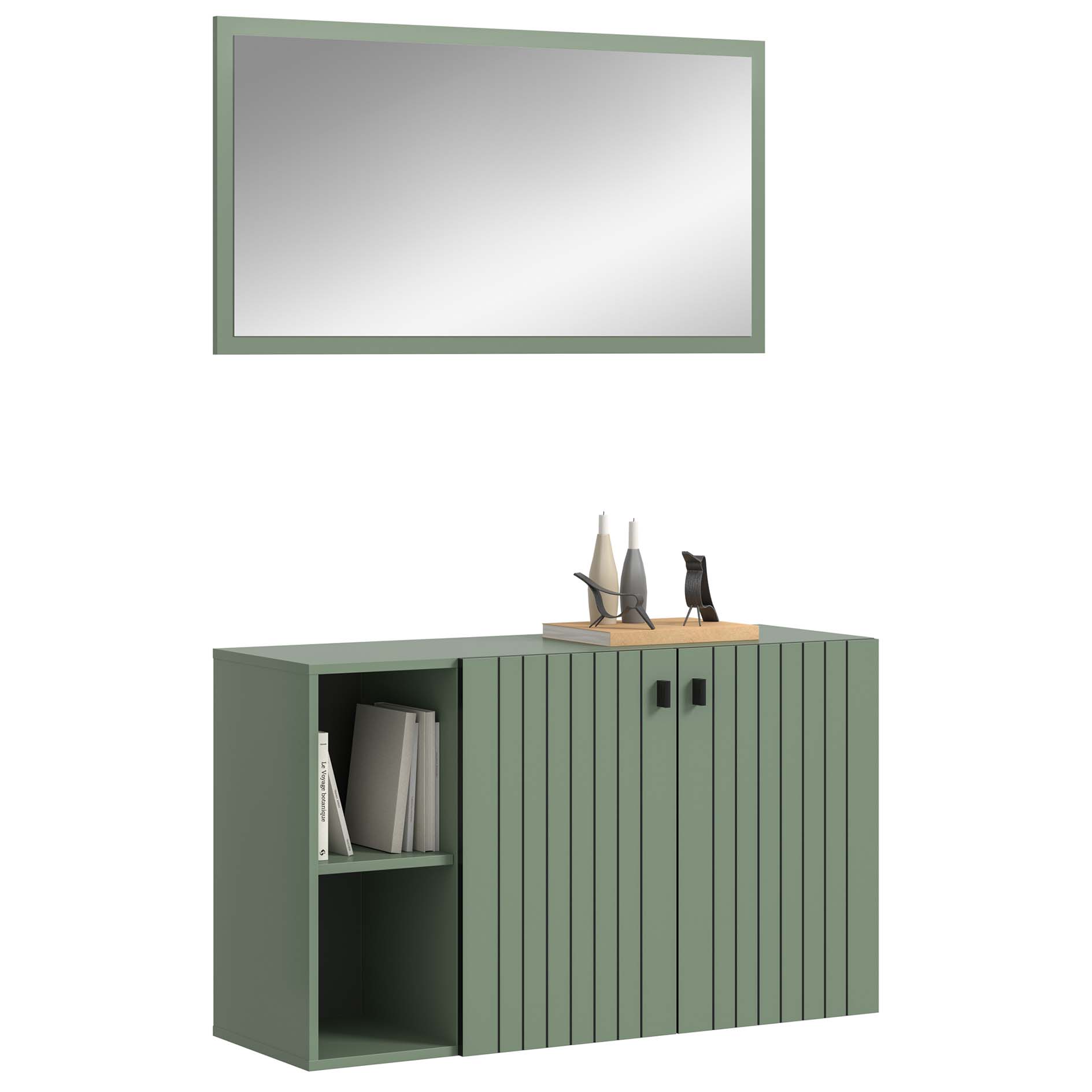 2-teilige Garderobenkombination STATION - Smoke Green Nachbildung - 106 cm breit