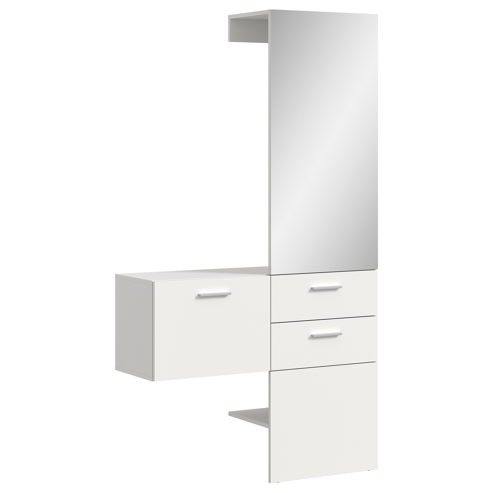 2-teilige Garderobenkombination VAGA - weiß - mit Spiegelfläche - 104 cm