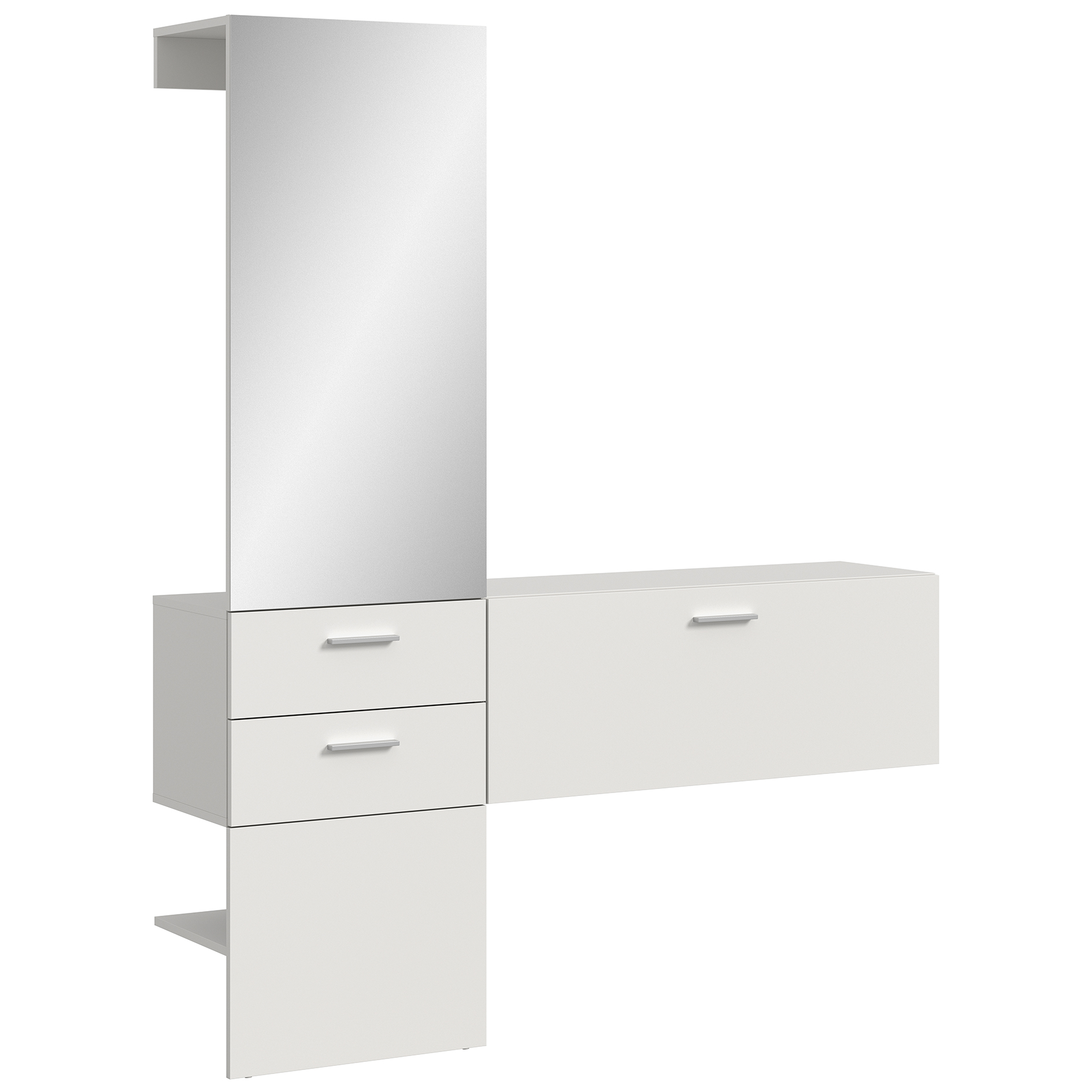 2-teilige Garderobenkombination VAGA - weiß - mit Spiegelfläche - 156 cm