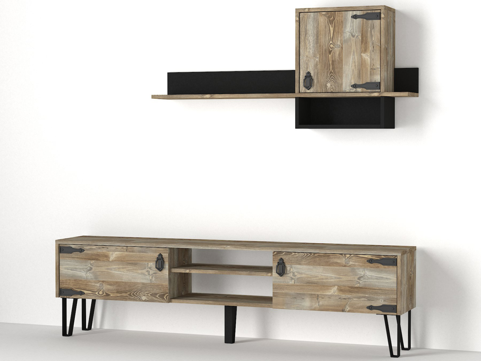 2-teilige Wohnwand - Eiche - 180 cm