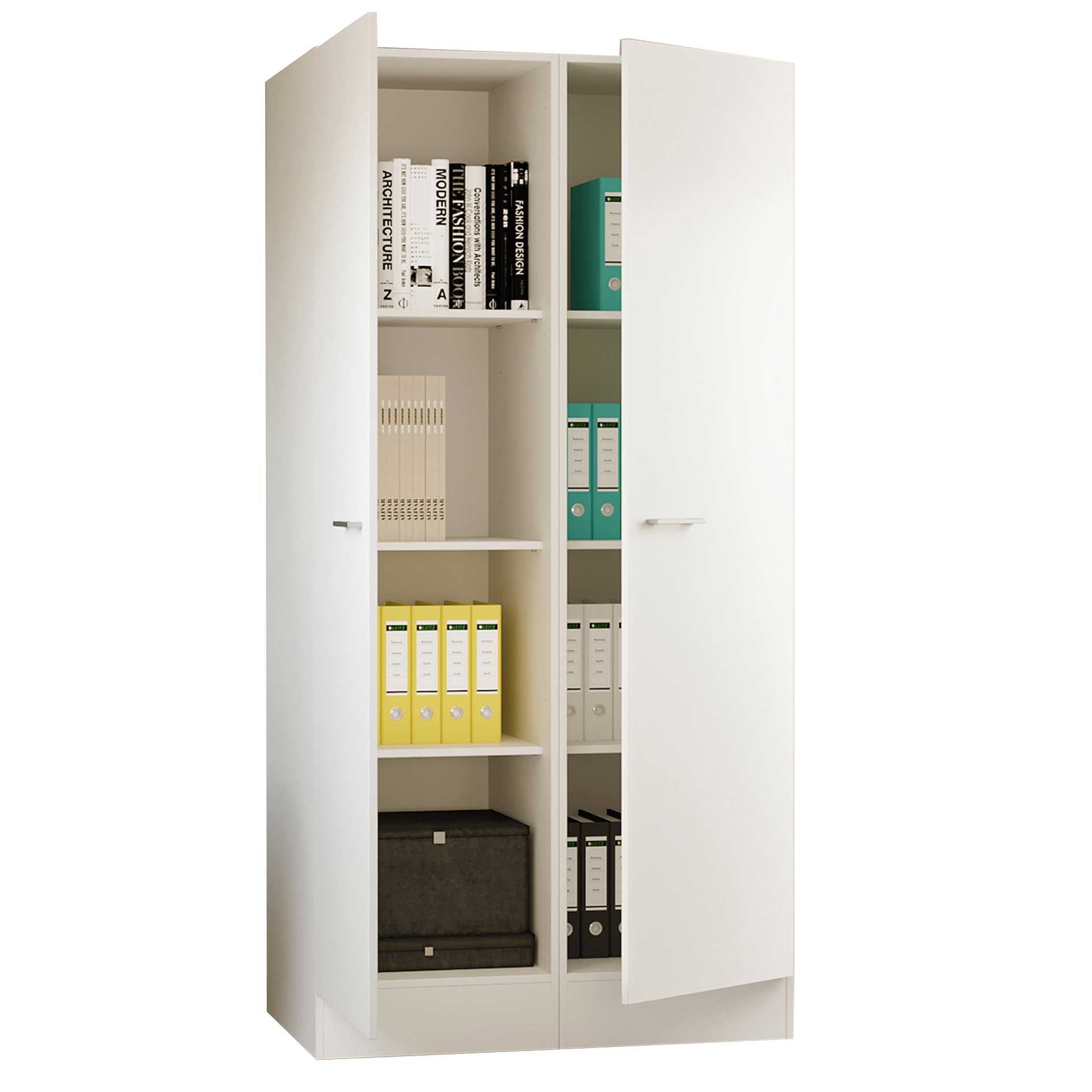 2-teiliger Mehrzweckschrank LUCCA - weiß - 100 cm breit
