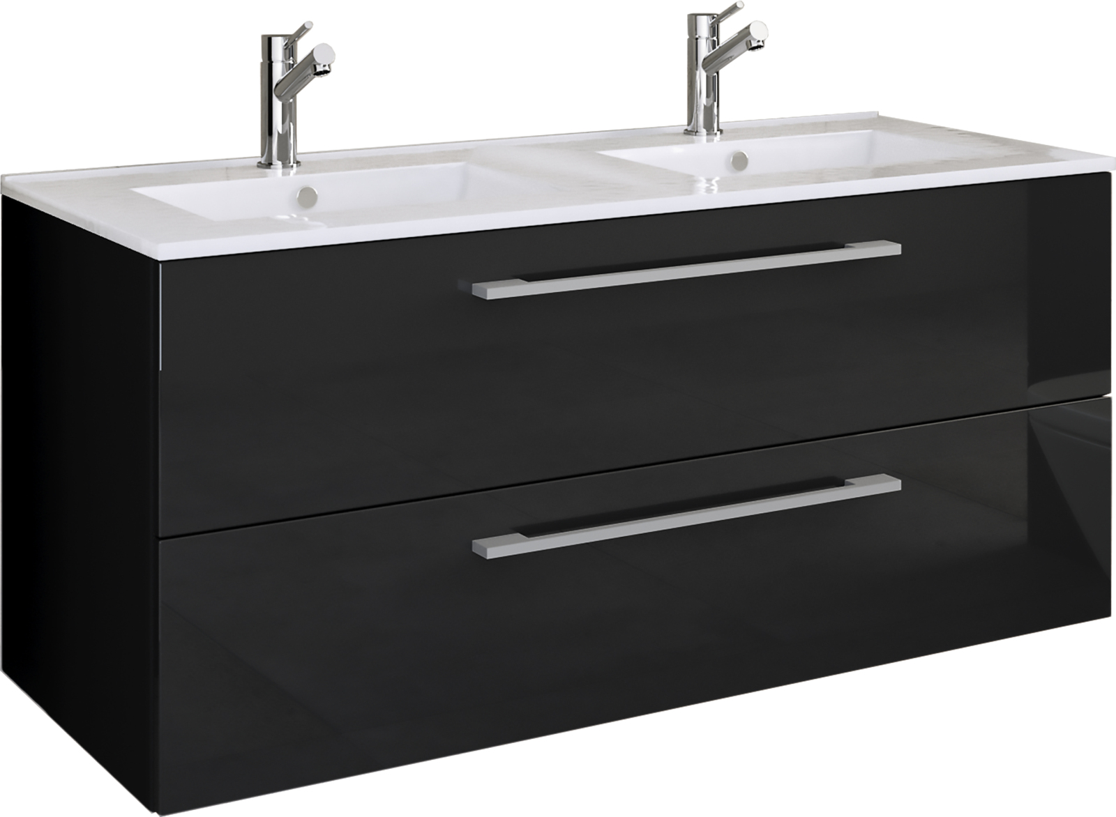 2-teiliger Waschplatz BUDASI - schwarz - Doppelwaschbecken - 112 cm