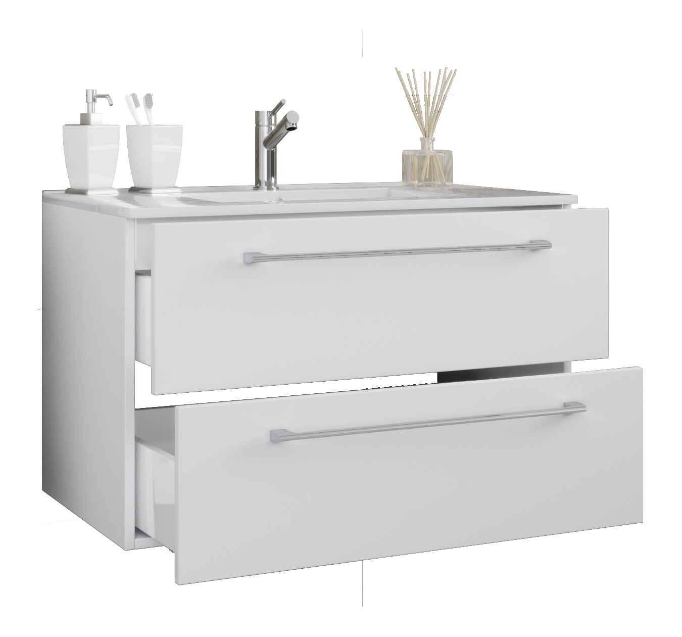 2-teiliger Waschtisch BADINOS - weiß - 2 Schubkästen