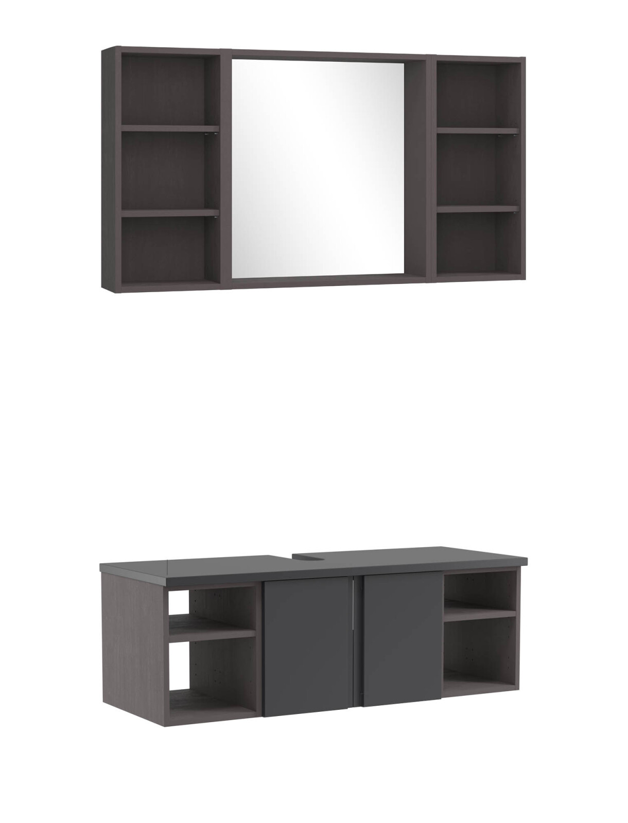 2-teiliges Badmöbel-Set AROSA - graphit - grau matt - 120 cm