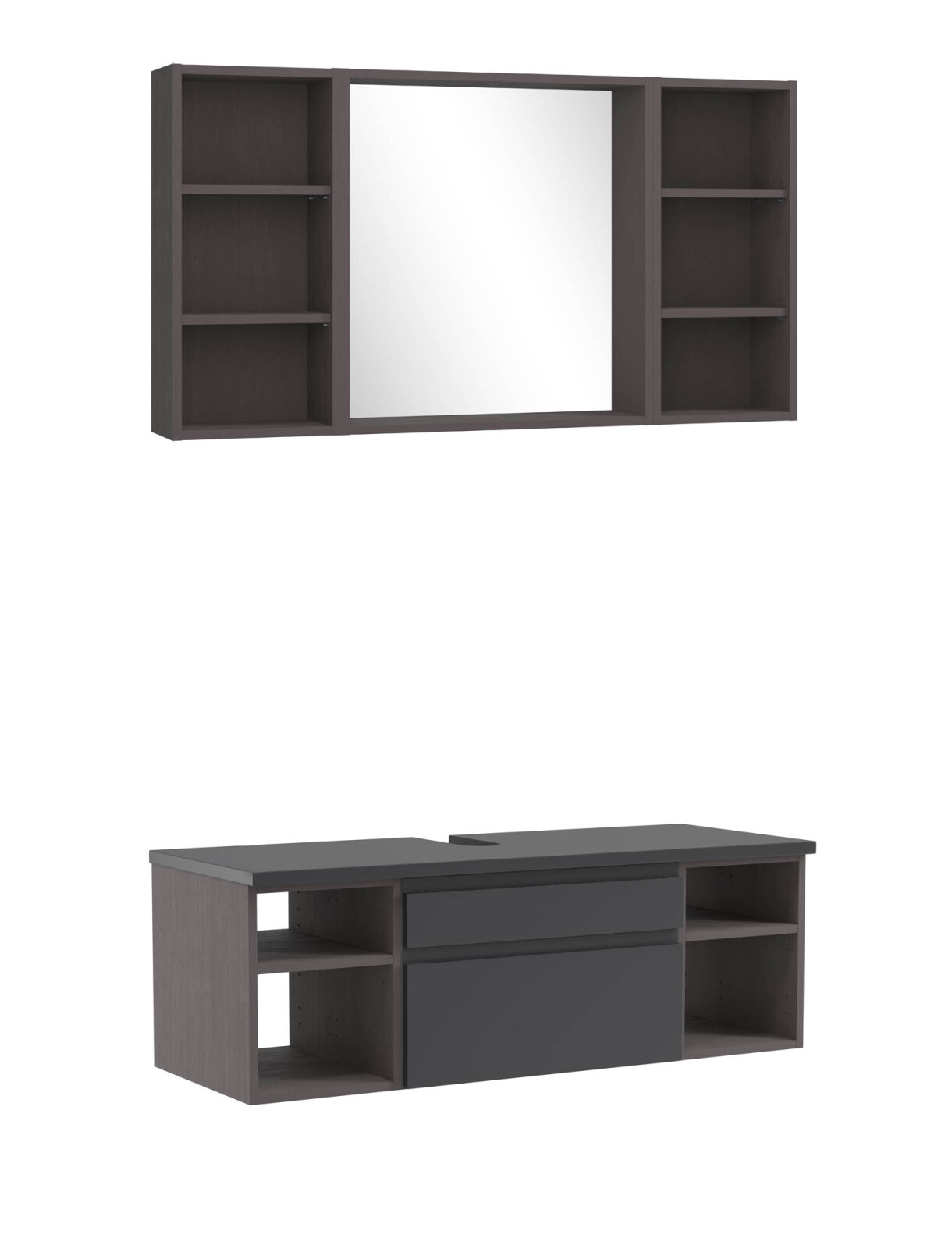 2-teiliges Badmöbel-Set AROSA - graphit - grau matt - 120 cm