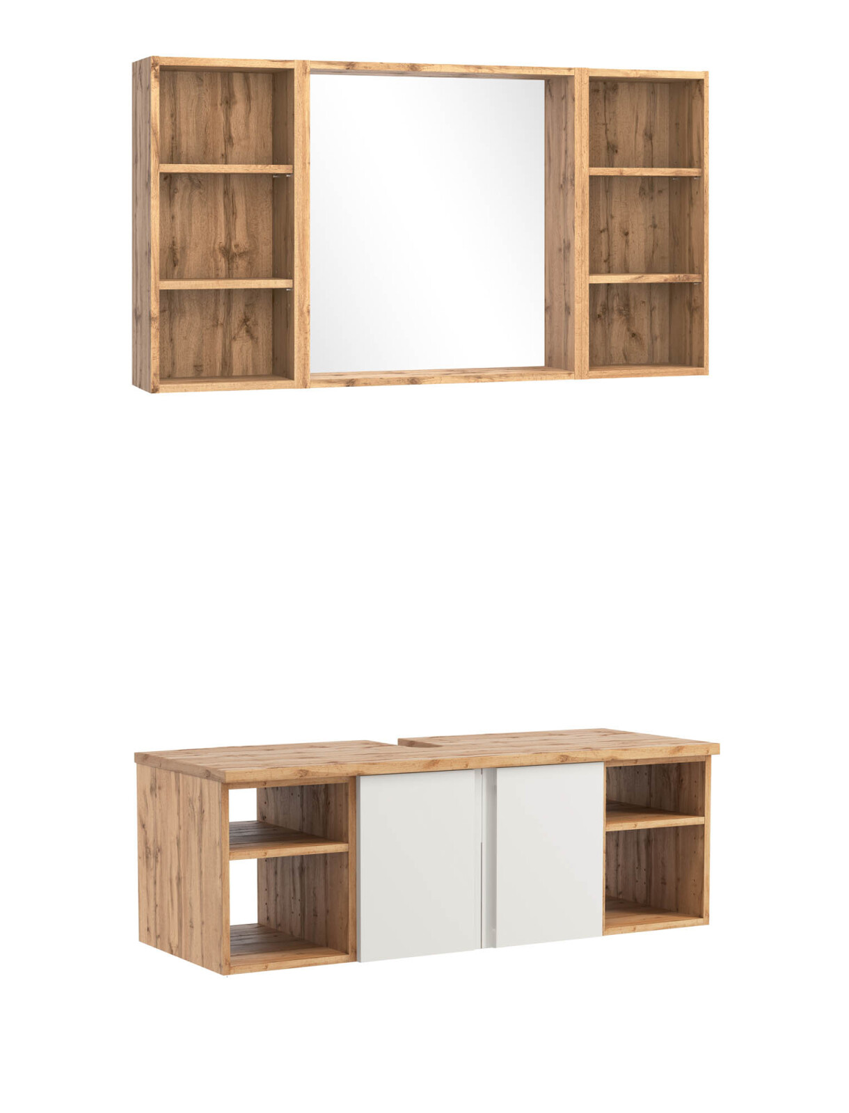 2-teiliges Badmöbel-Set AROSA - Wotaneiche - weiß matt - 120 cm