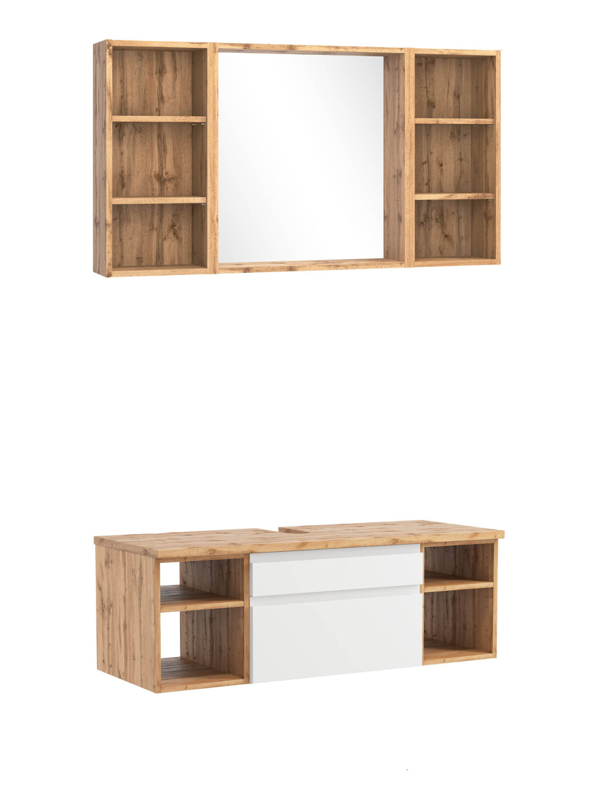 2-teiliges Badmöbel-Set AROSA - Wotaneiche - weiß matt - 120 cm