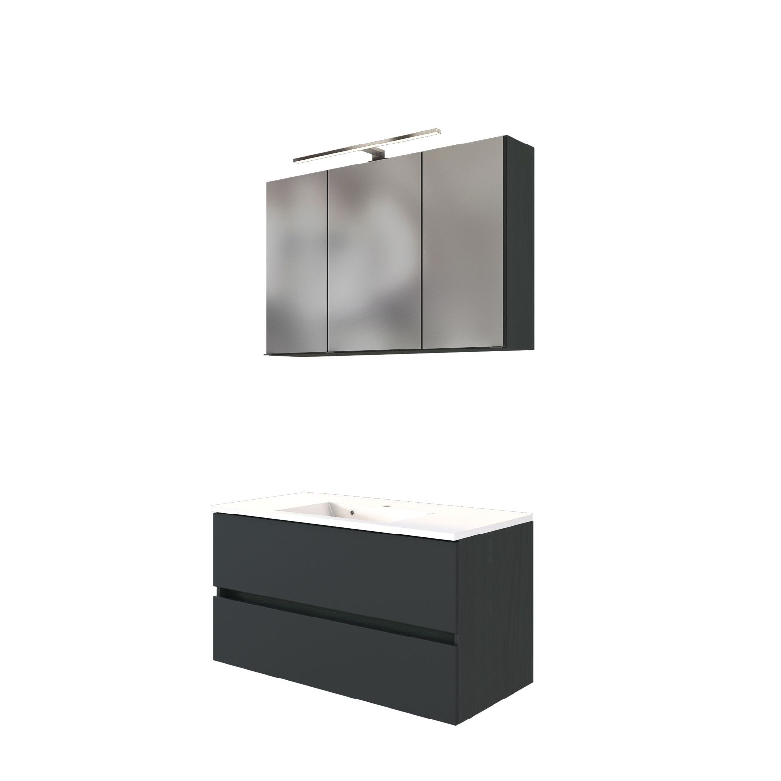 2-teiliges Badmöbel-Set BAABE - graphit-grau - 100 cm