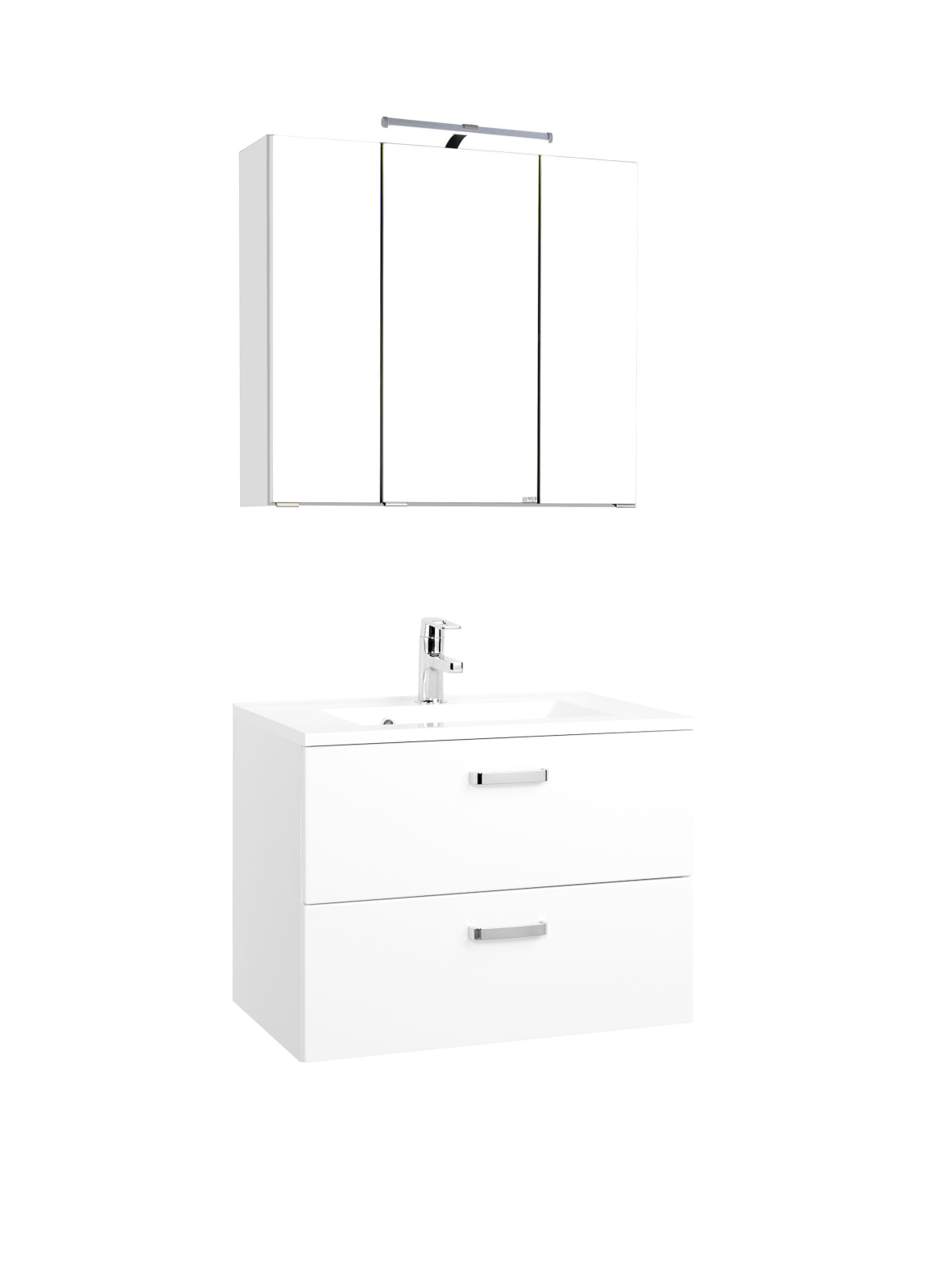 2-teiliges Badmöbel-Set BOLOGNA - Hochglanz weiß-weiß - 70 cm breit