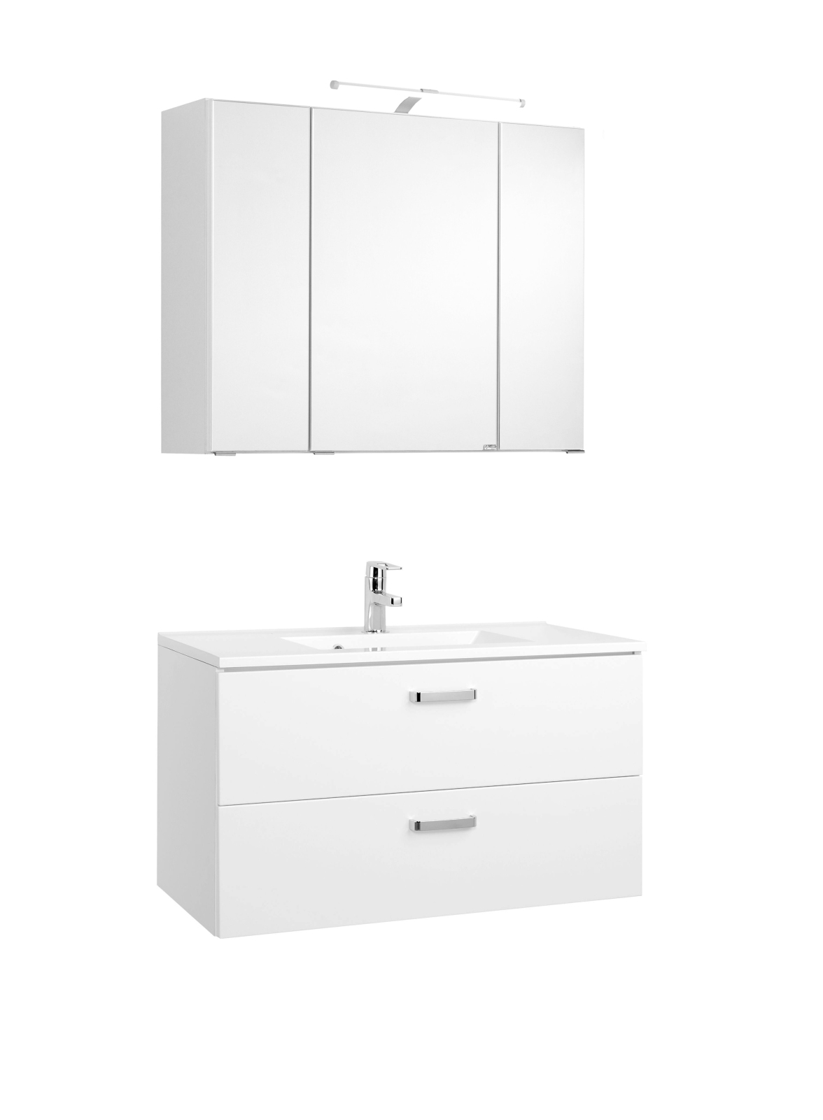 2-teiliges Badmöbel-Set BOLOGNA - weiß Hochglanz-weiß - 90 cm breit
