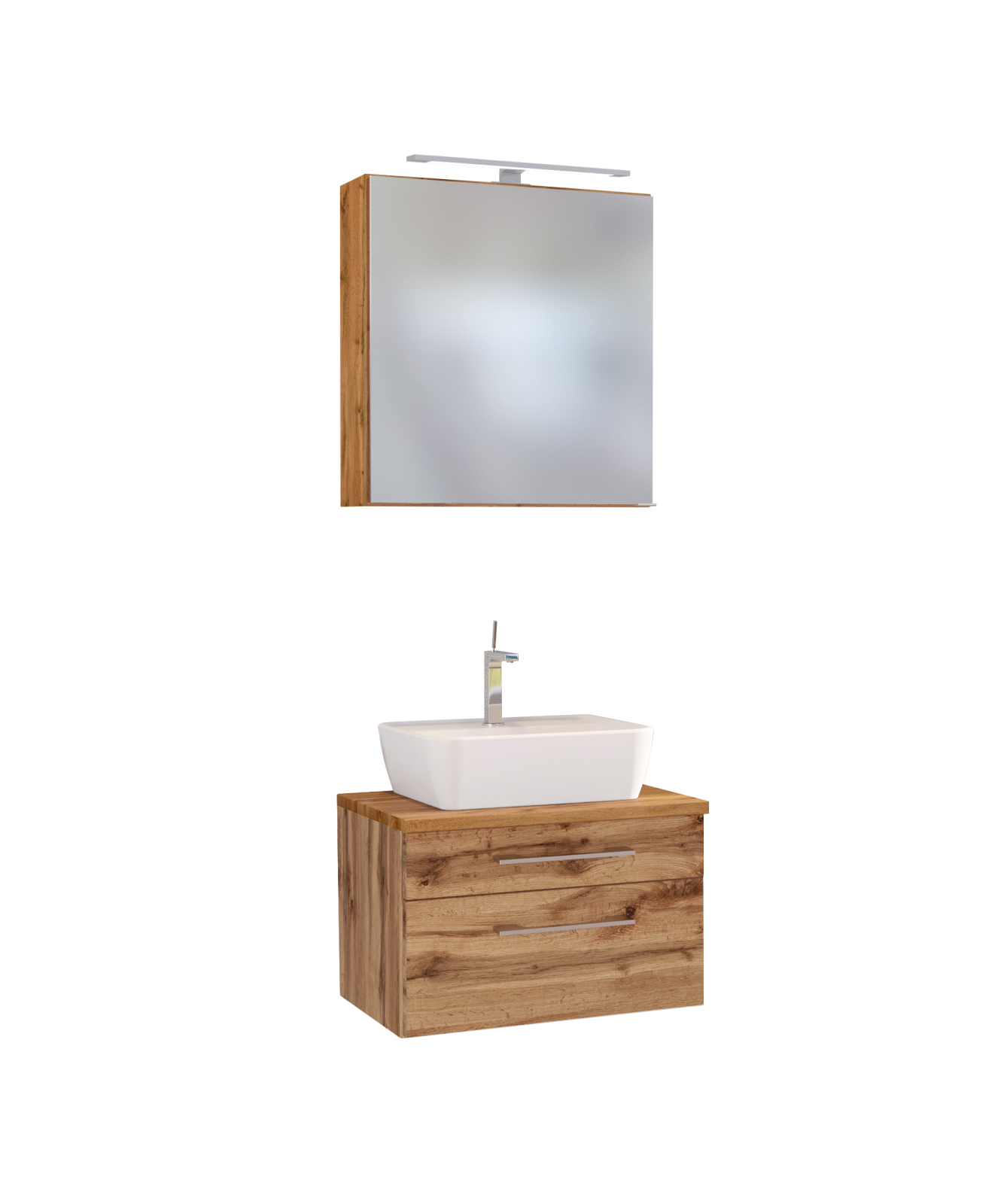 2-teiliges Badmöbel-Set DAVOS - Wotaneiche - 60 cm breit