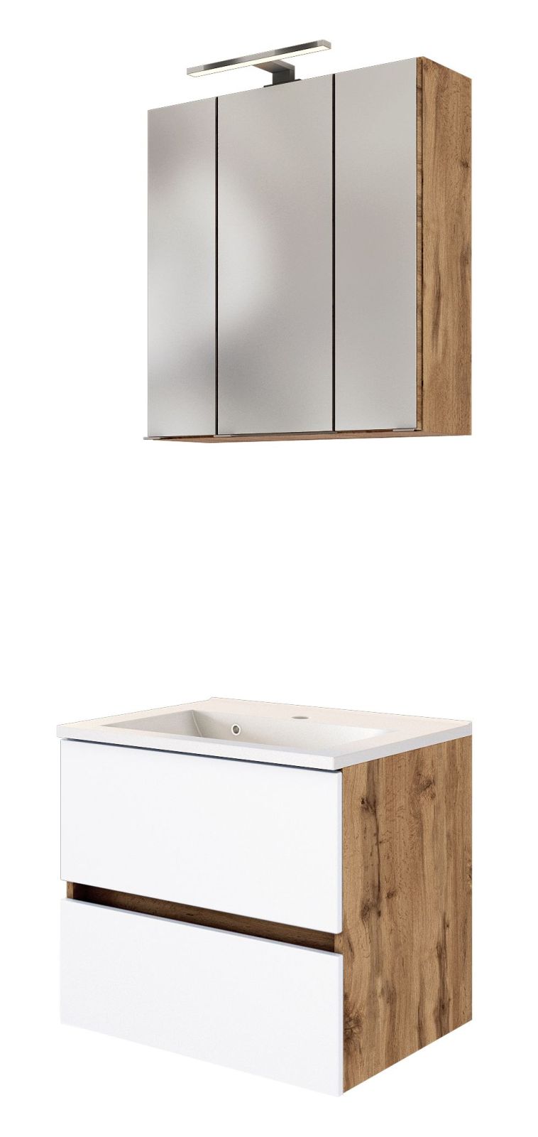 2-teiliges Badmöbel-Set LUCCA - Wotaneiche-weiß - 60 cm breit